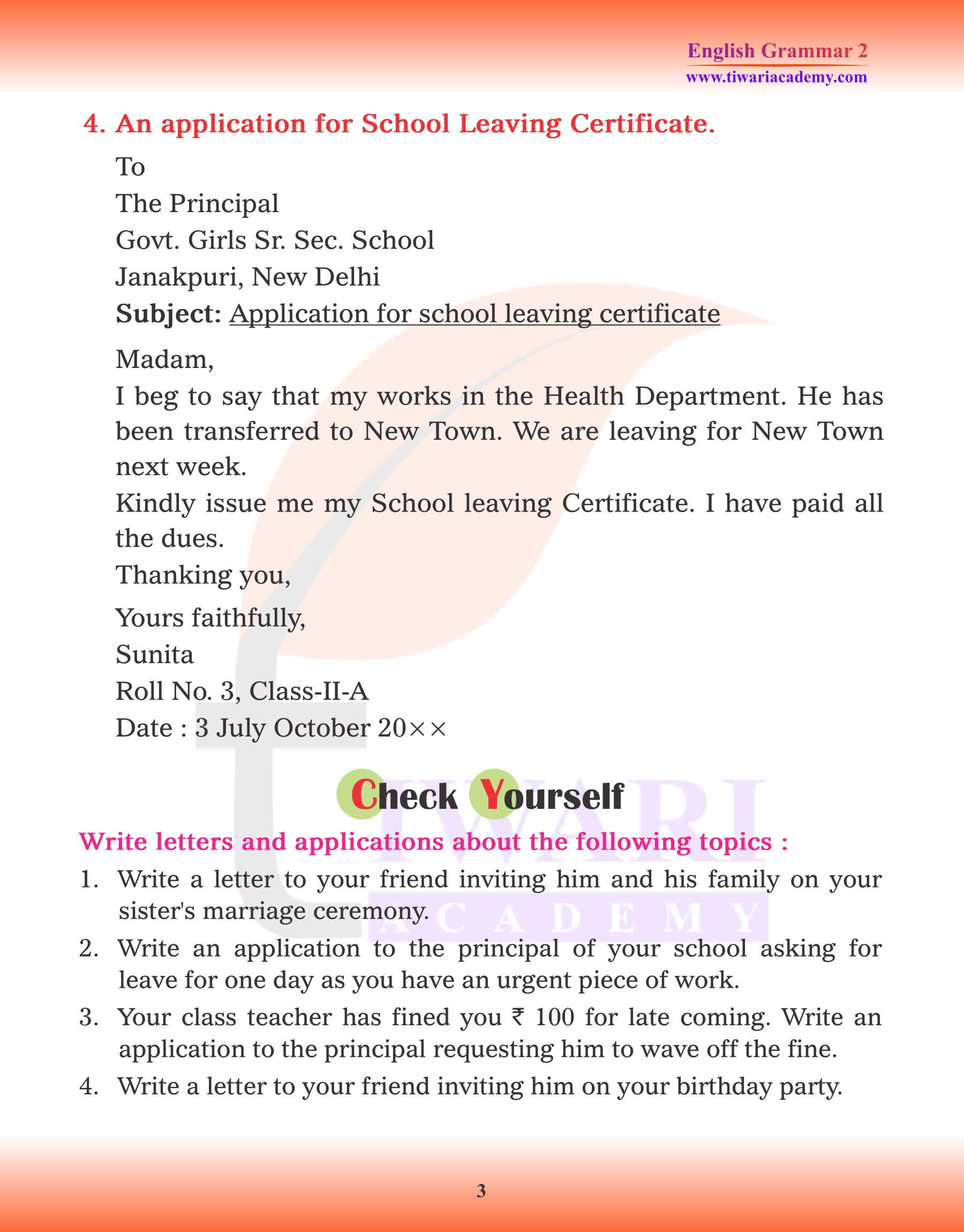 Class 2 English Grammar Tricks of Letter Writing