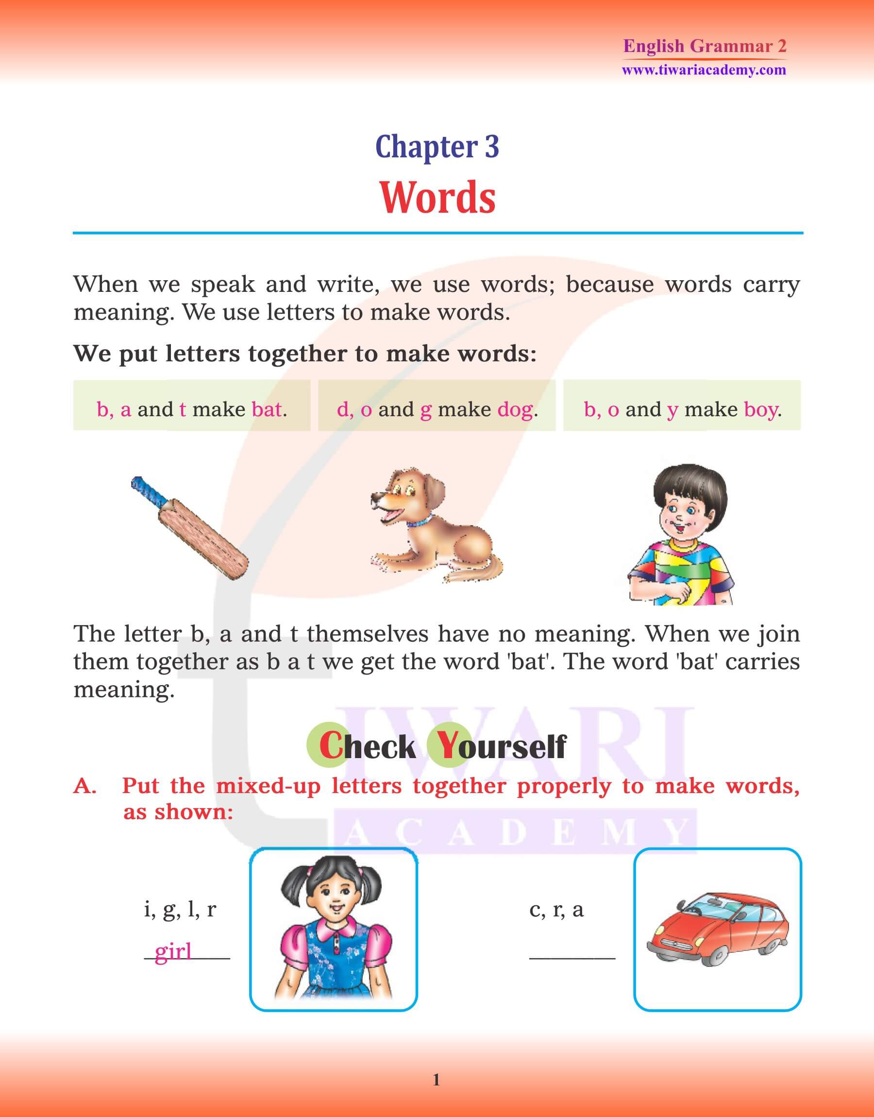 Class 2 English Grammar Chapter 3 Words