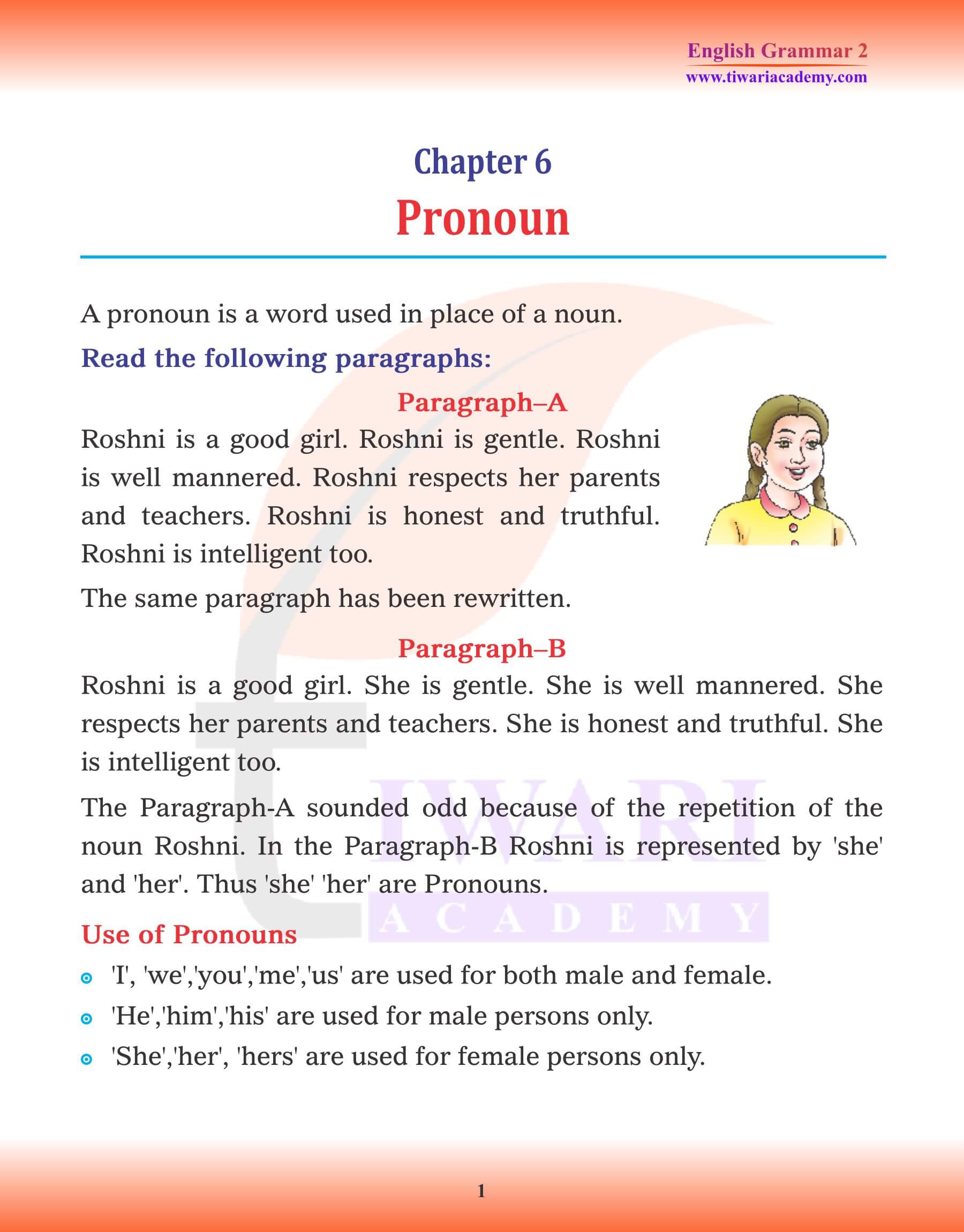 Class 2 English Grammar Chapter 6 Pronoun