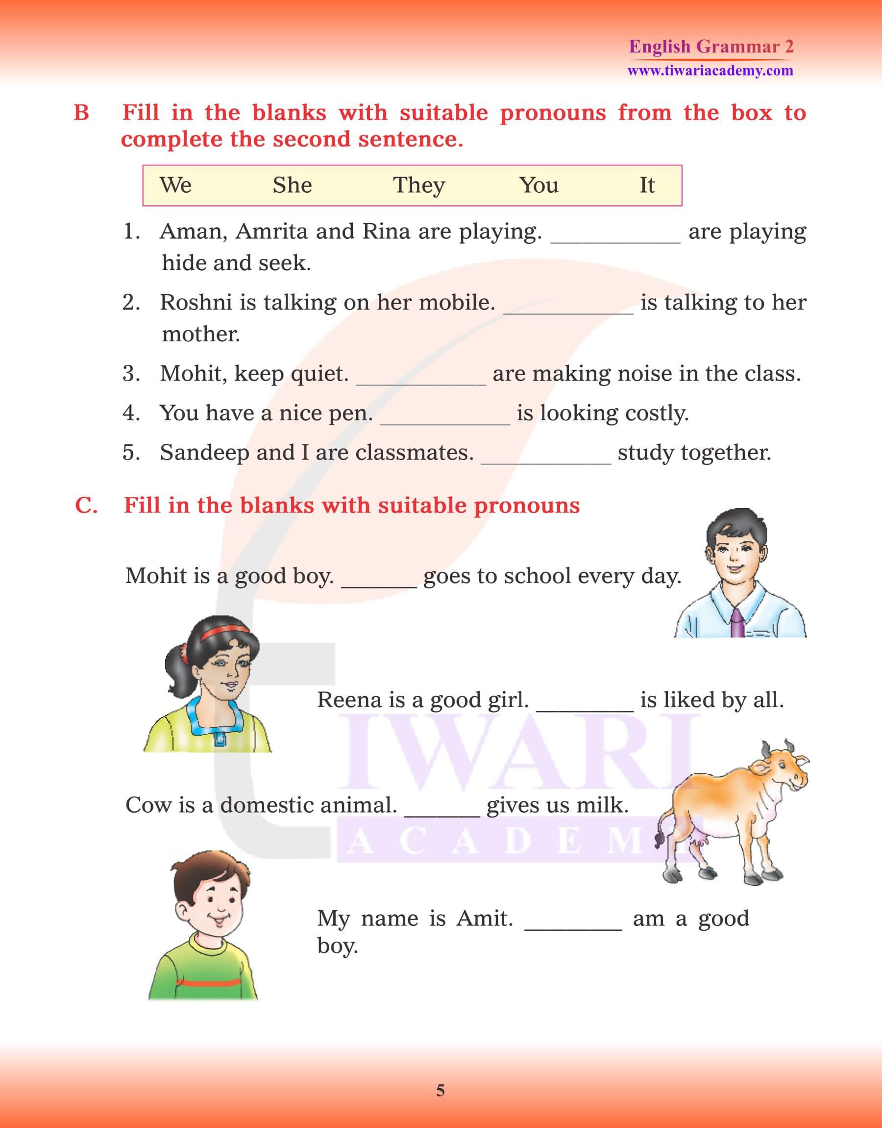 Class 2 English Grammar Chapter 6 Pronoun Assignments