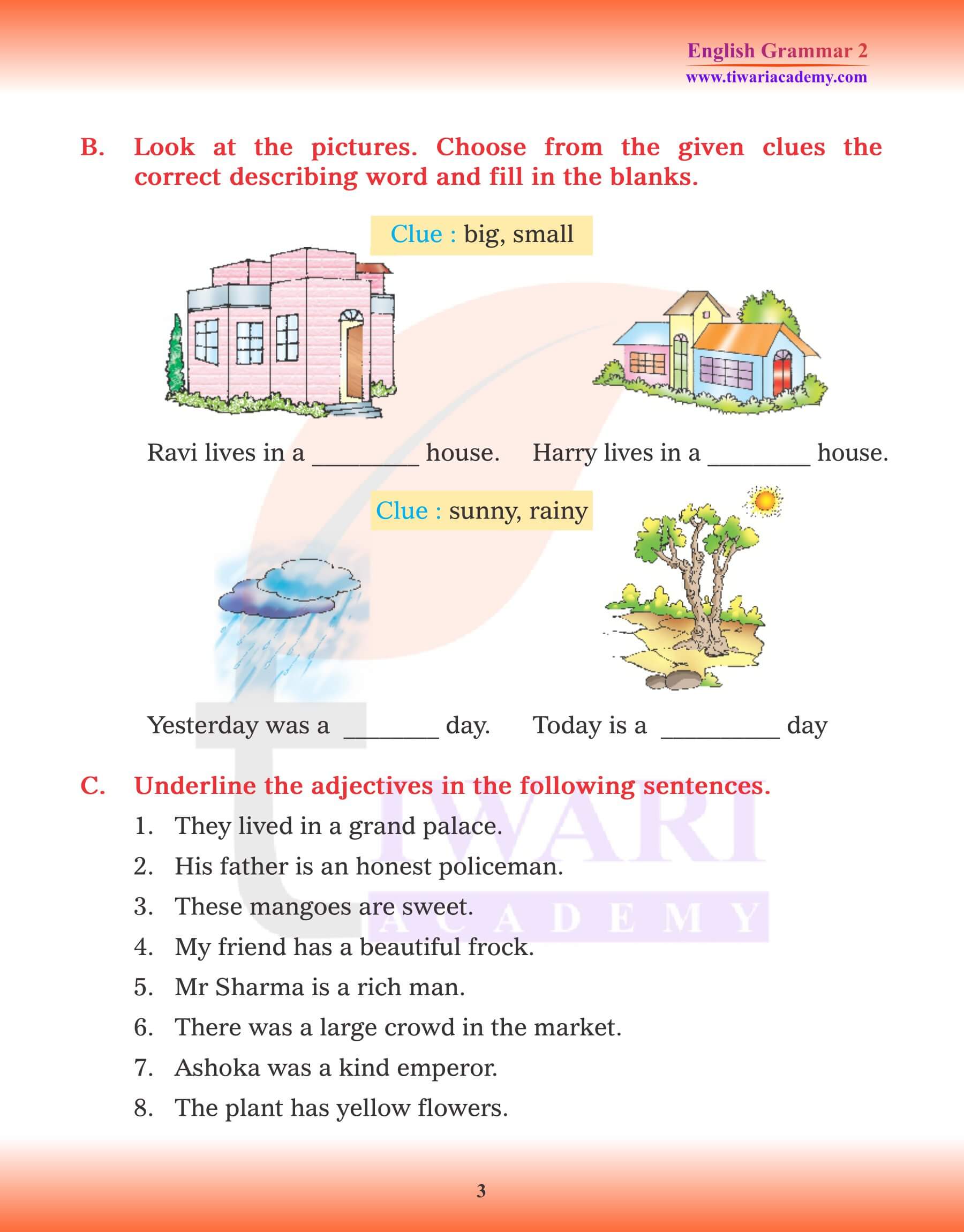 Class 2 English Grammar Chapter 7 Adjectives Workbook