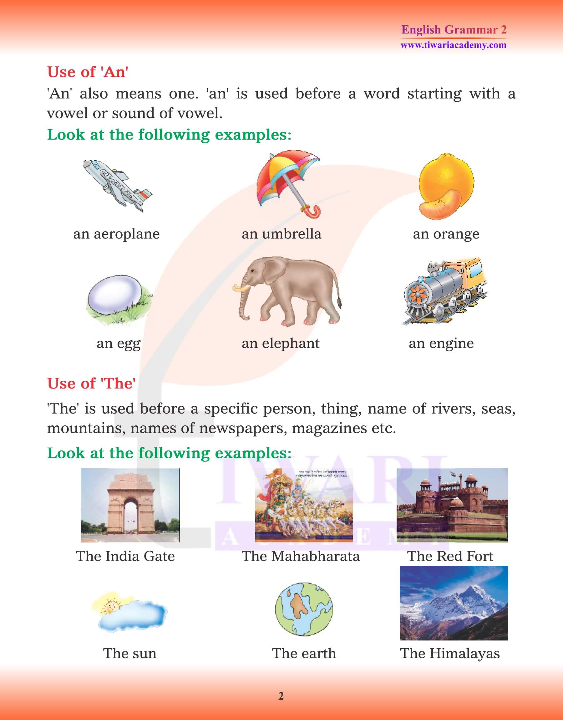 Class 2 English Grammar Chapter 8 Articles Revision