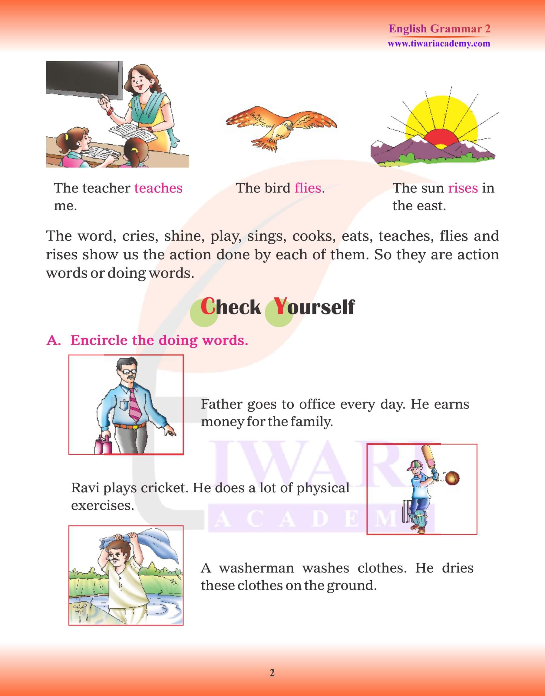 Class 2 English Grammar Chapter 9 The Verb Assignments