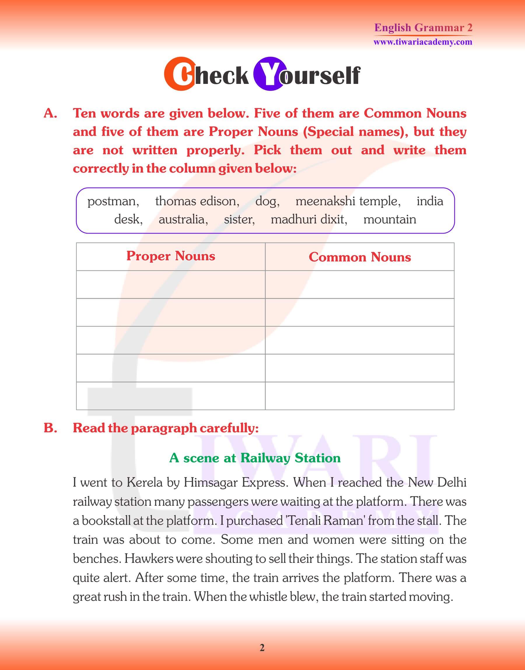 Class 2 English Grammar Chapter 1 Noun Study material
