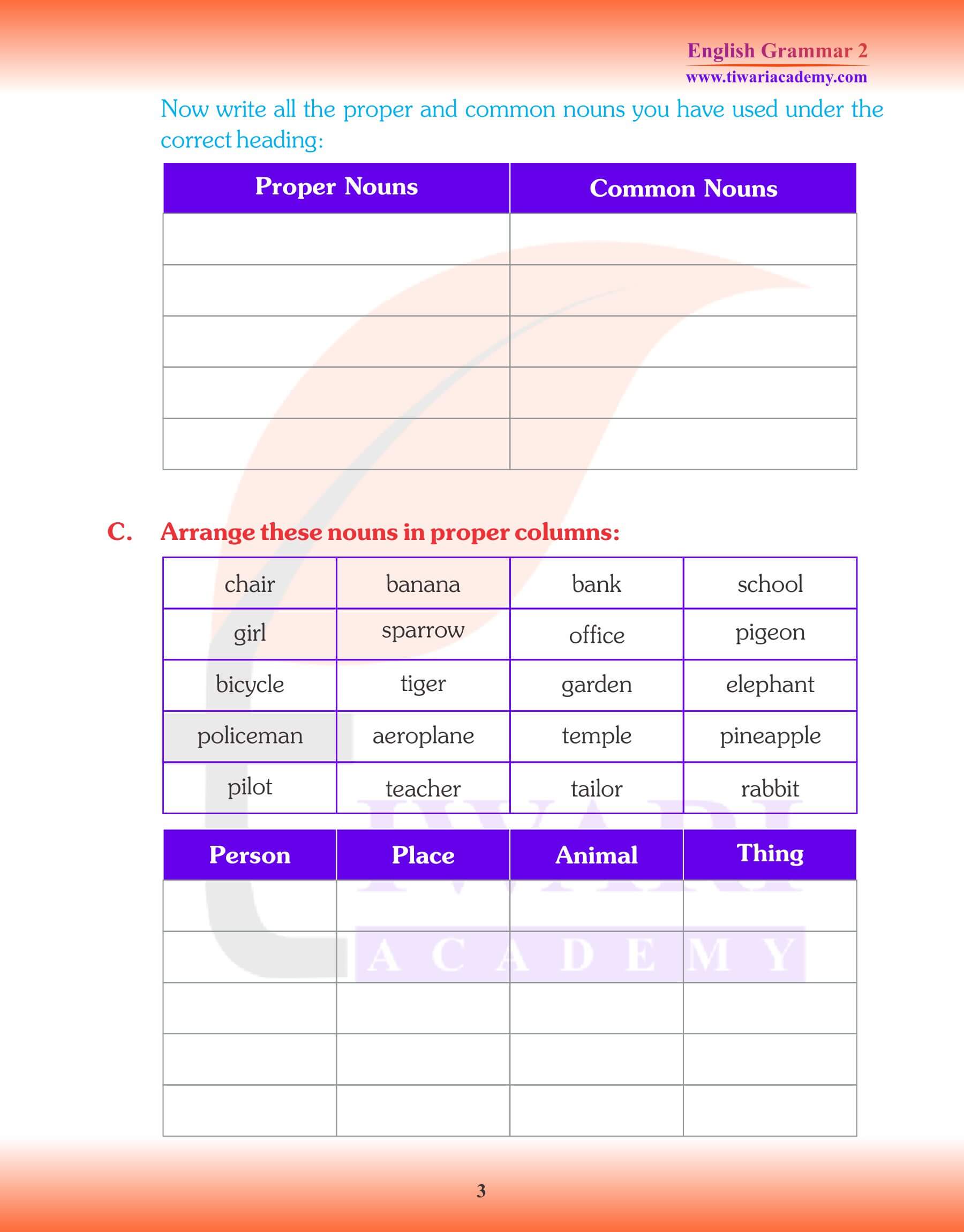 Class 2 English Grammar Chapter 1 Noun worksheets