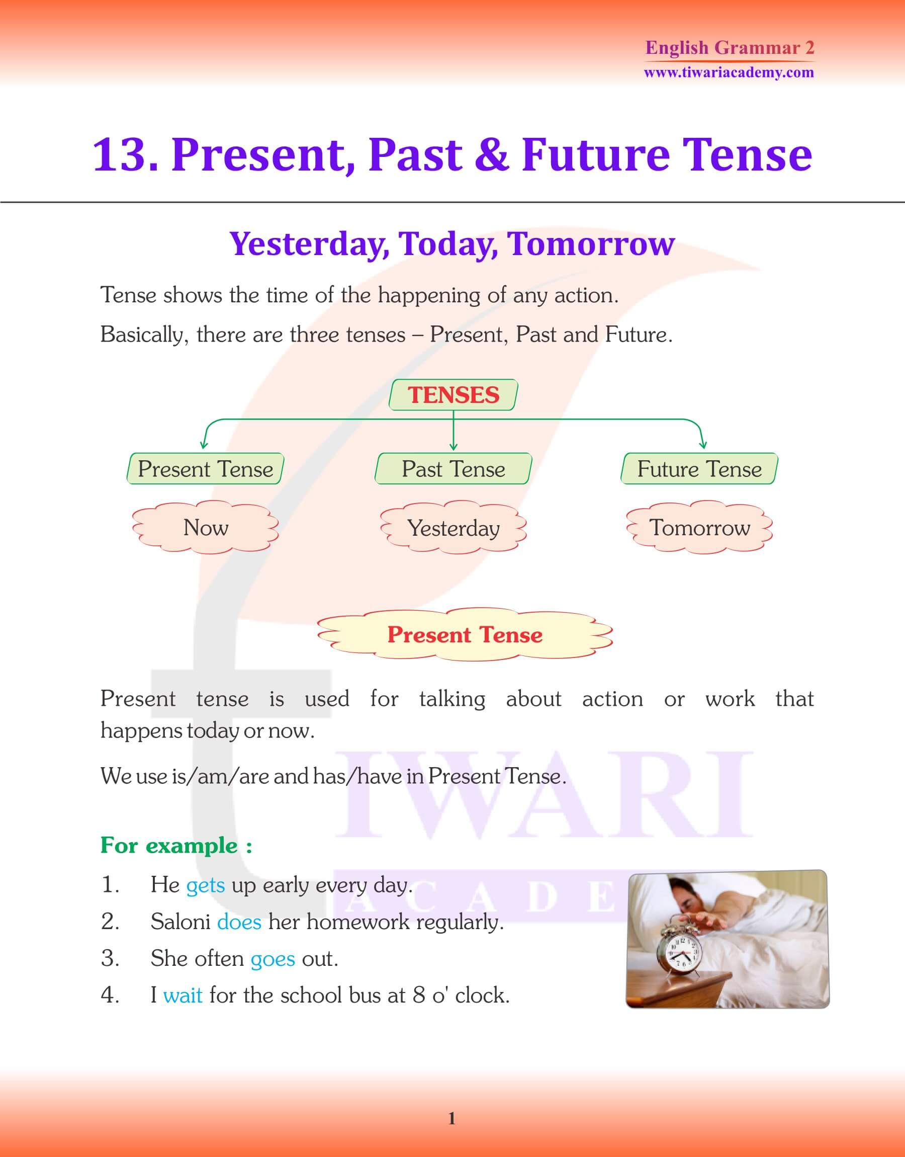 Class 2 English Grammar Chapter 13 Yesterday, Today, Tomorrow Revision Book