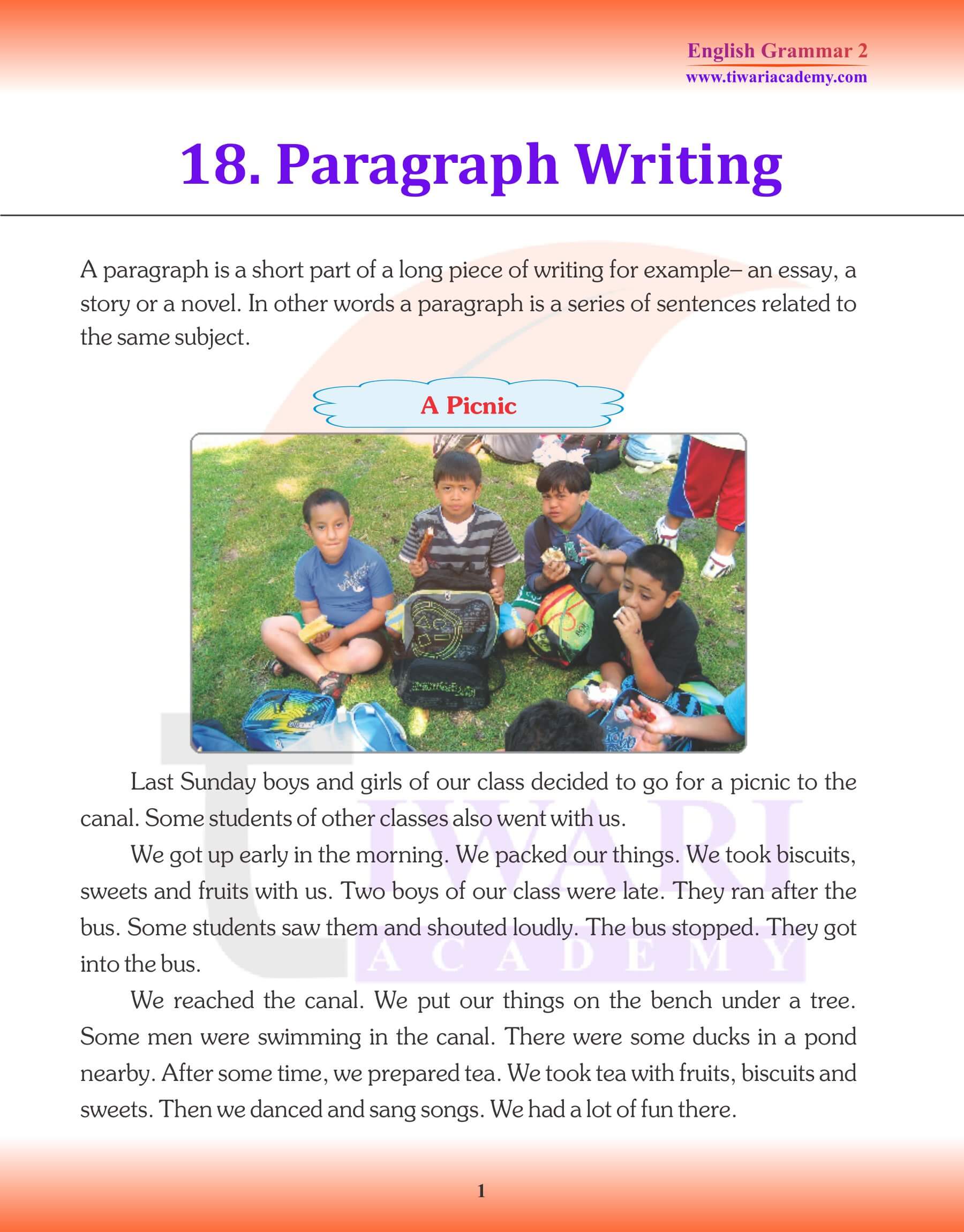 Class 2 English Grammar Paragraph Writing