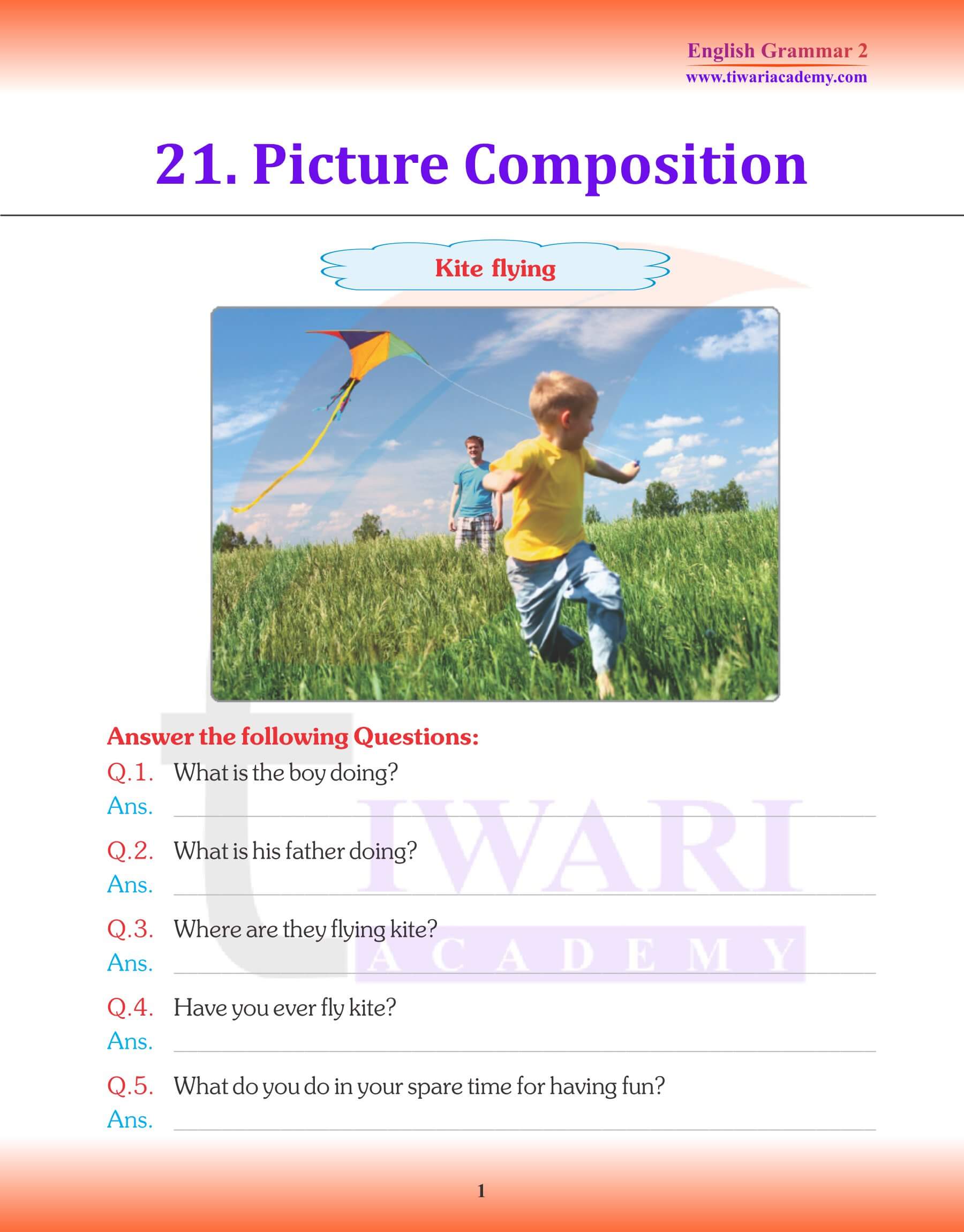 Class 2 English Grammar Examples of Picture Composition