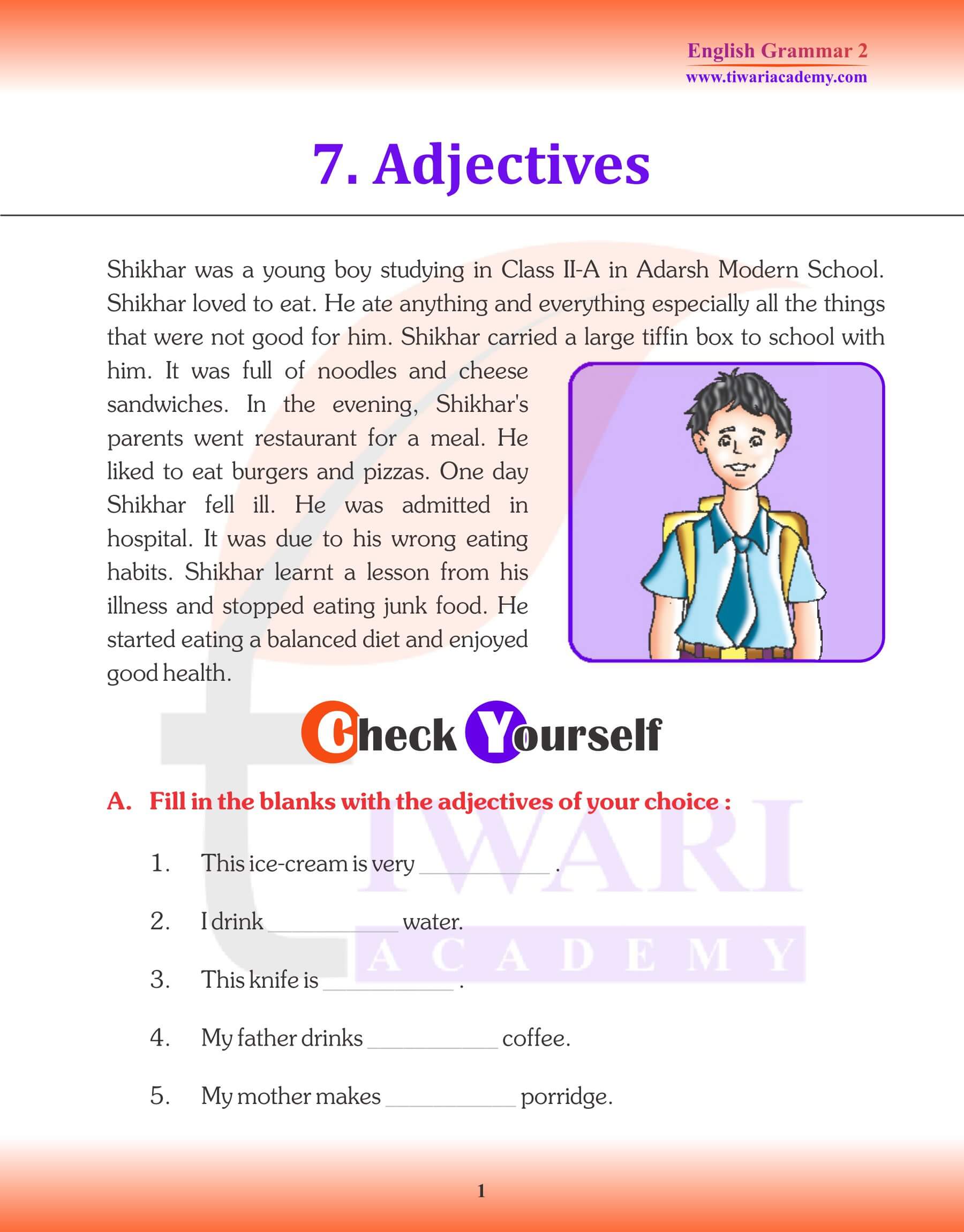 Class 2 English Grammar Chapter 7 Adjectives Revision Book