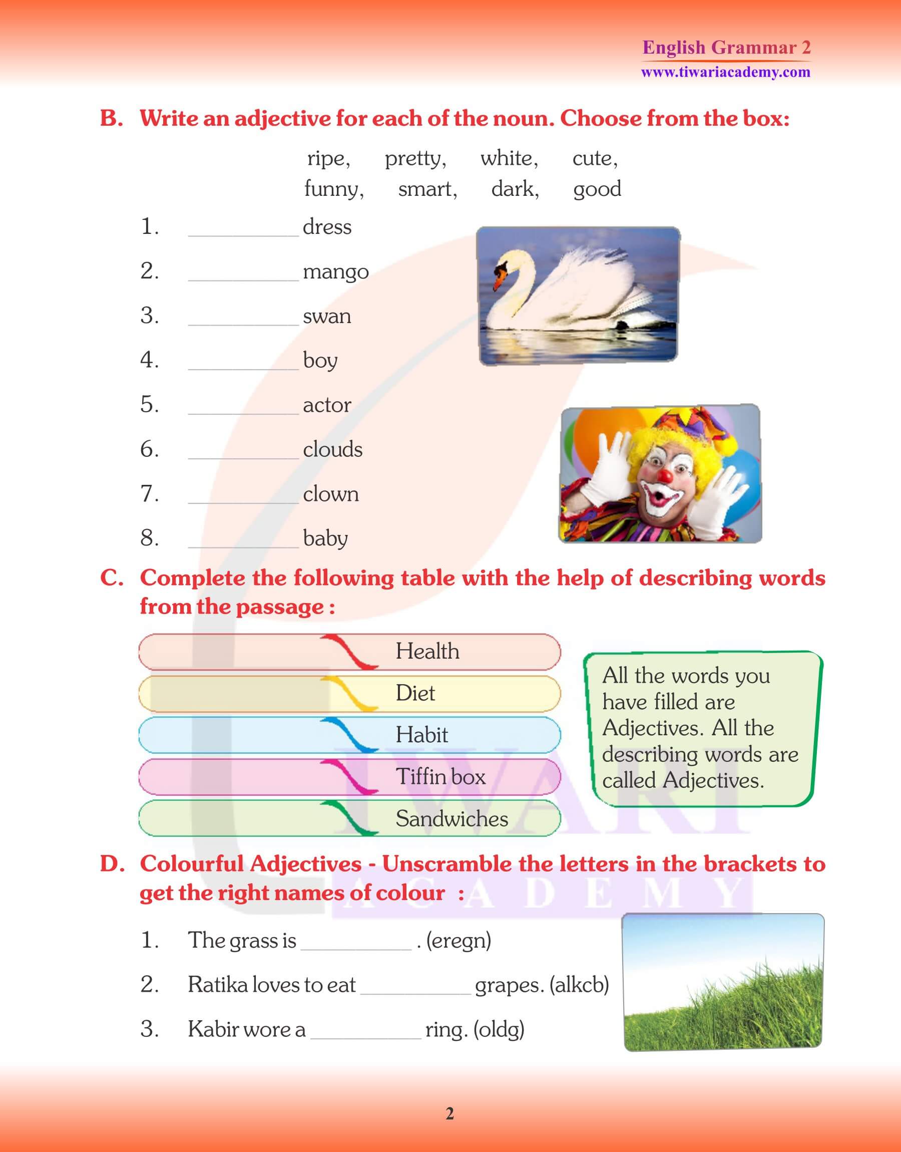 Class 2 English Grammar Adjectives