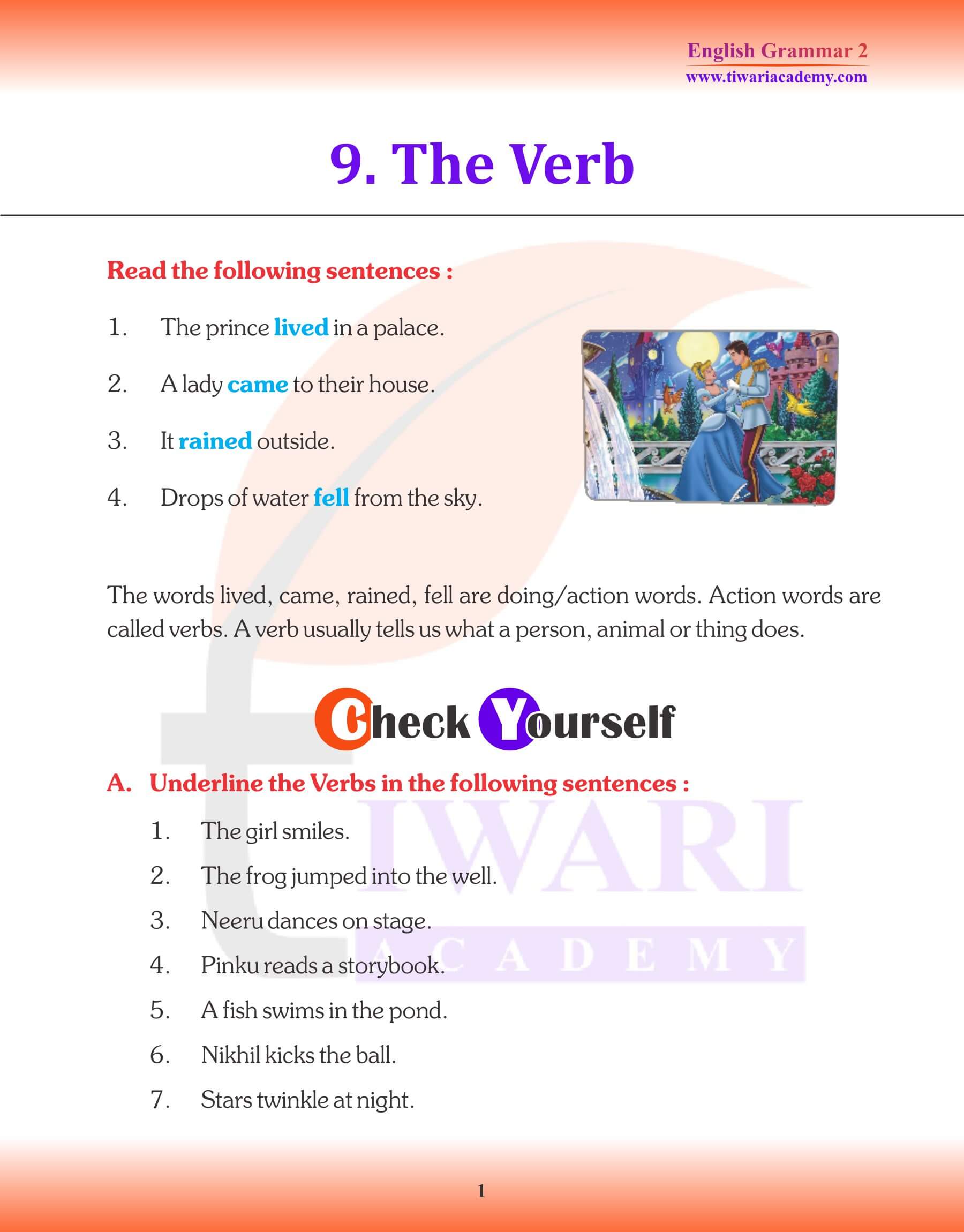 Class 2 English Grammar Chapter 9 The Verb Revision Book