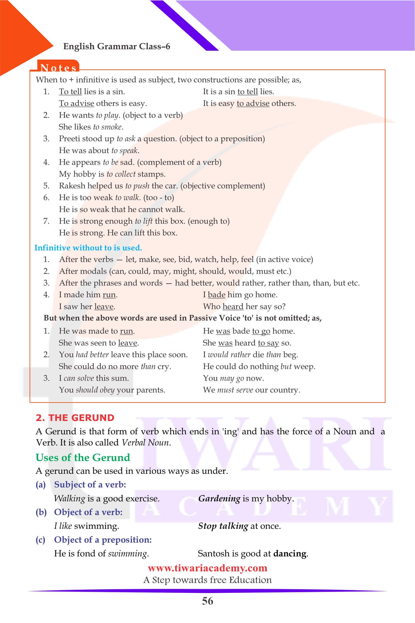 Class 6 English Grammar Verbs Finite, Non-finite Forms