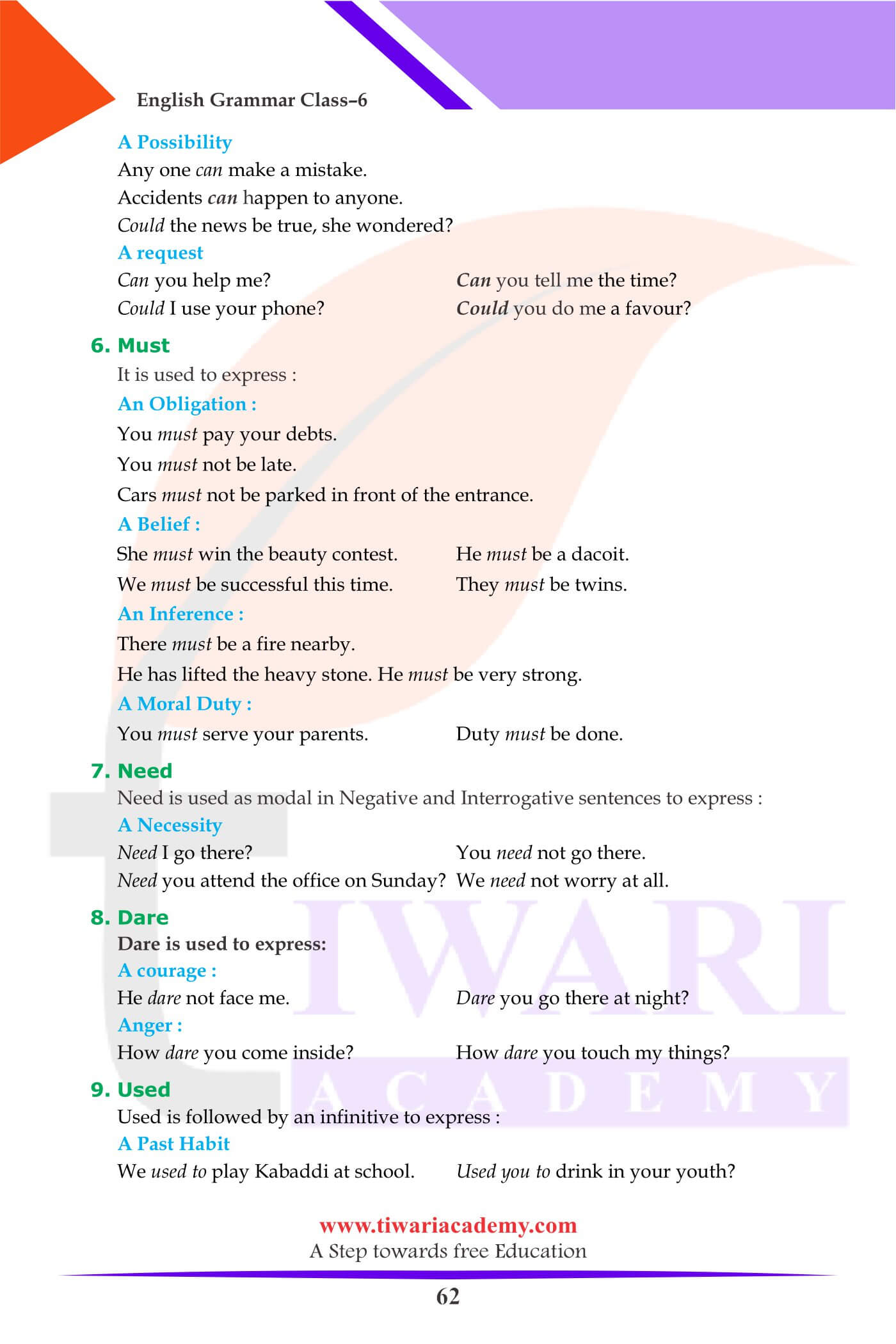 Class 6 Grammar Special Finite Verbs revision