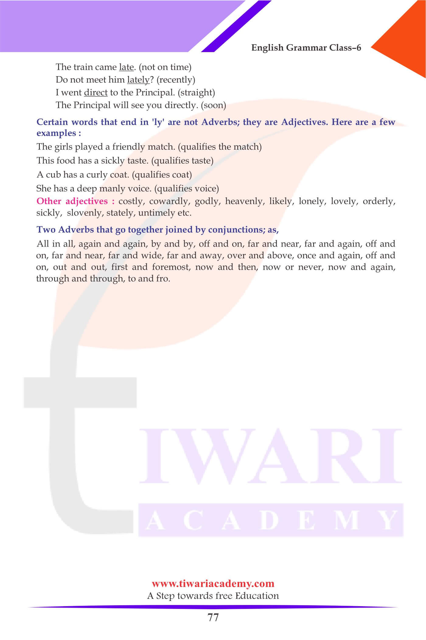 Class 6 Grammar Adverb