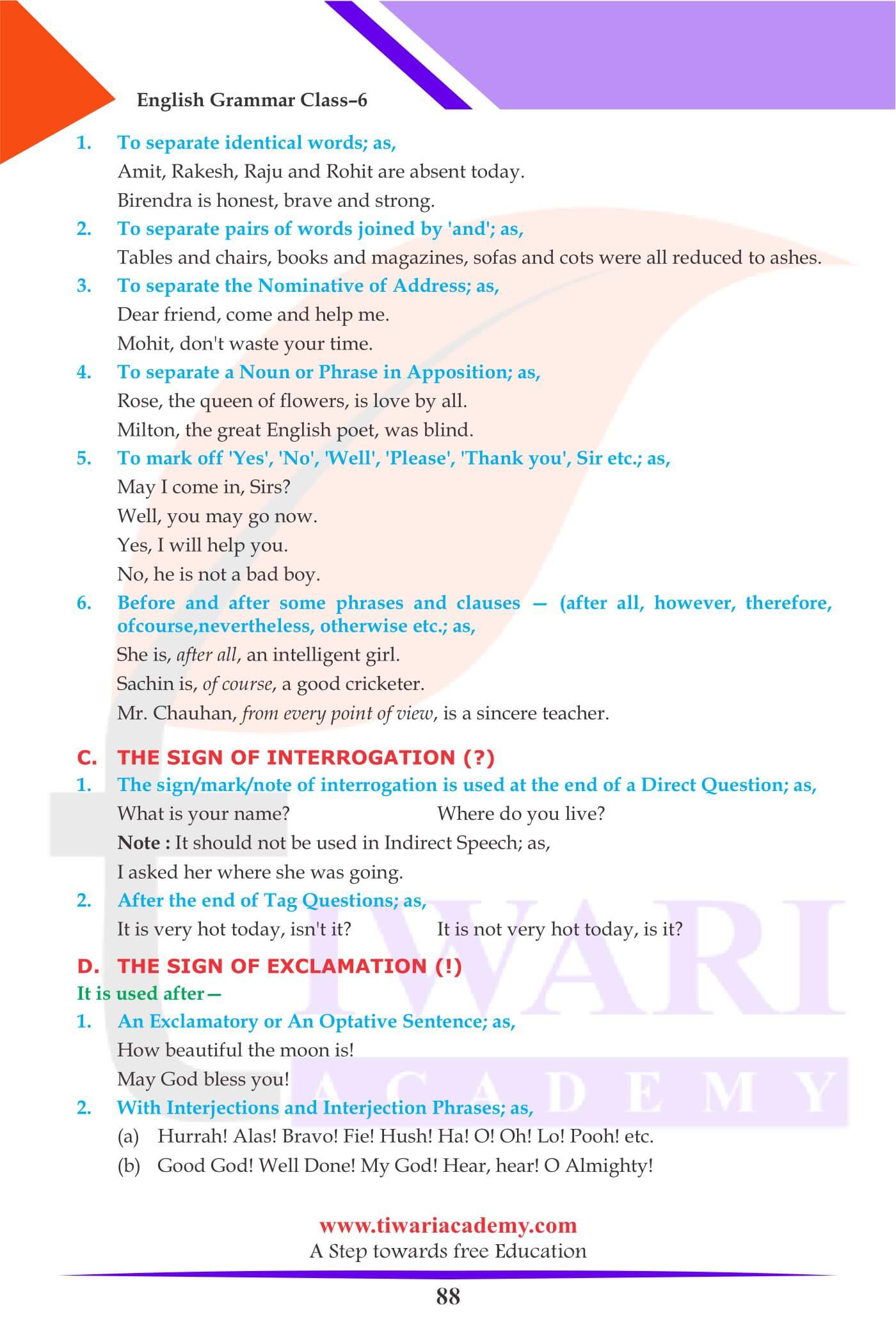 Class 6 English Grammar Punctuation