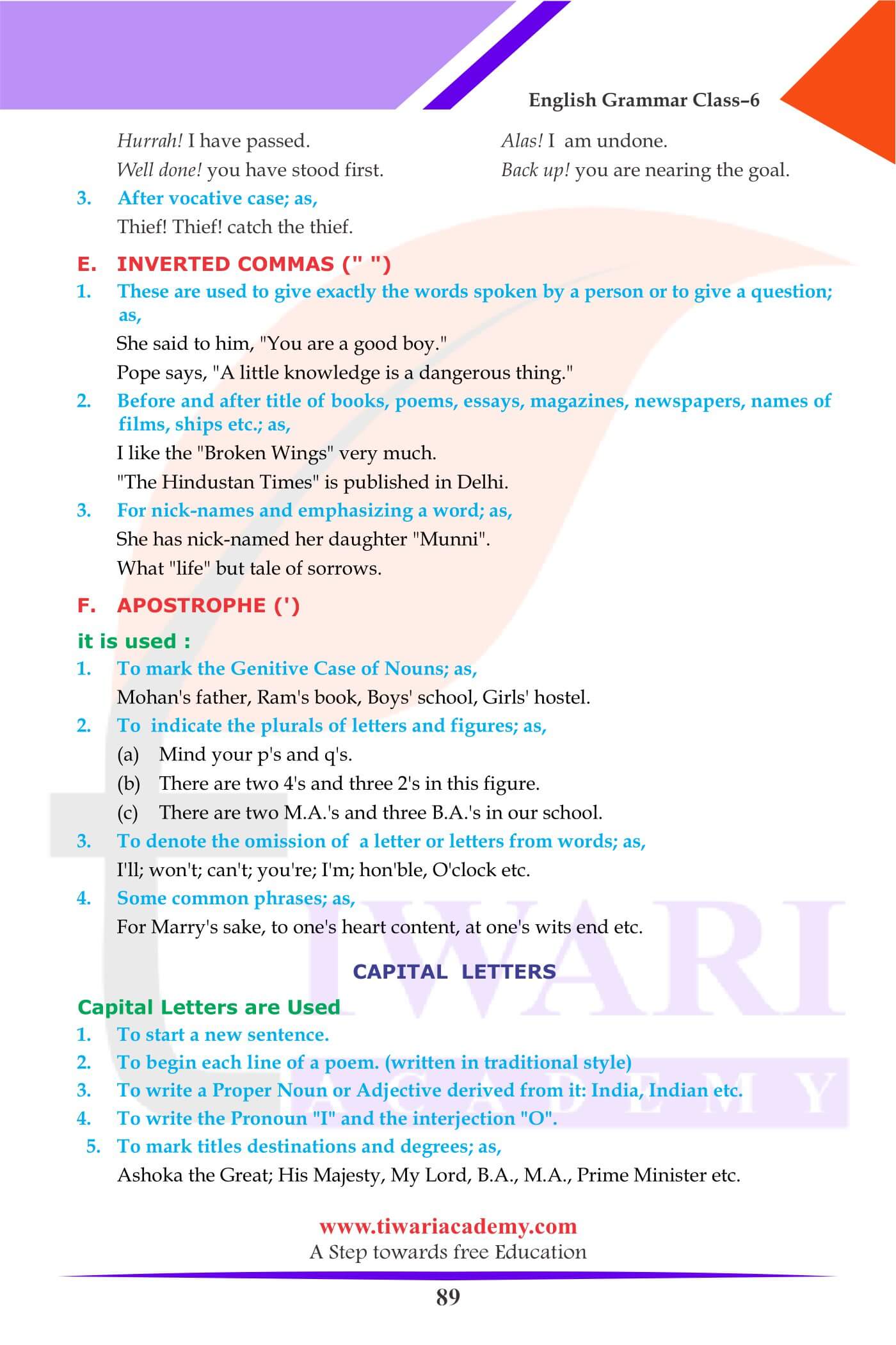 Class 6 Grammar Chapter 22 Punctuation