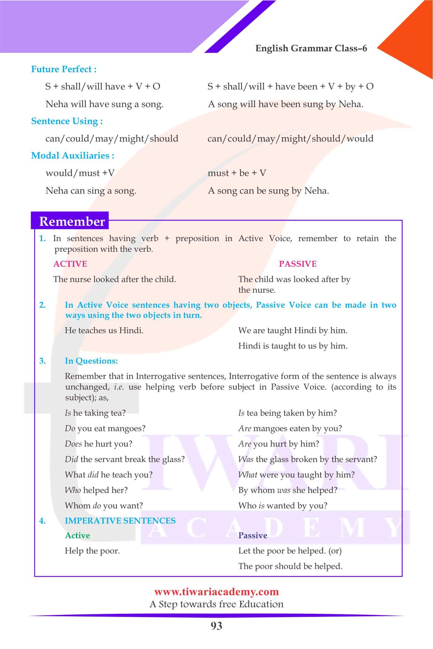 Class 6 Grammar Chapter 23 Active and Passive Voice