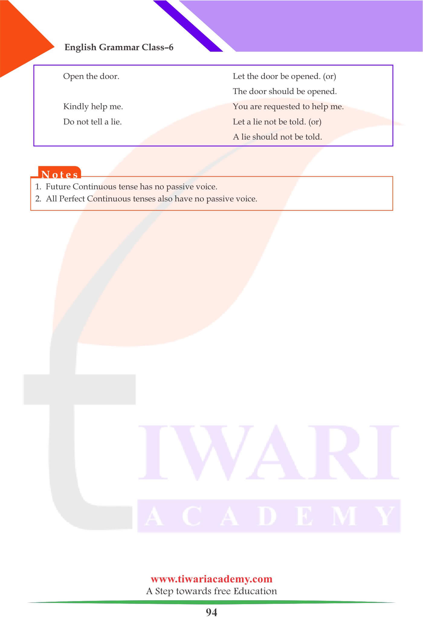Class 6 English Grammar Chapter 23 Active and Passive Voice exercises