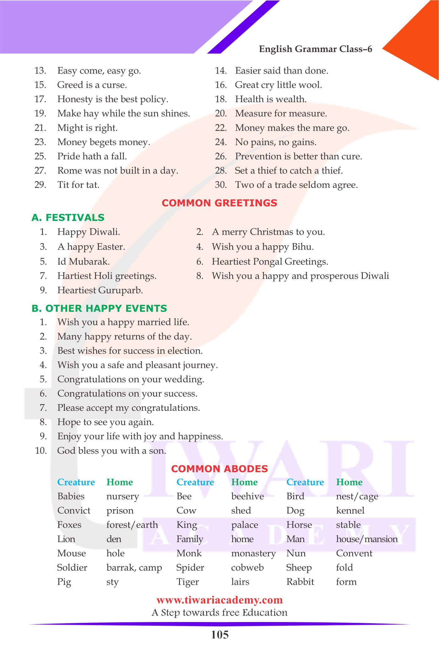 Class 6 English Grammar Vocabulary