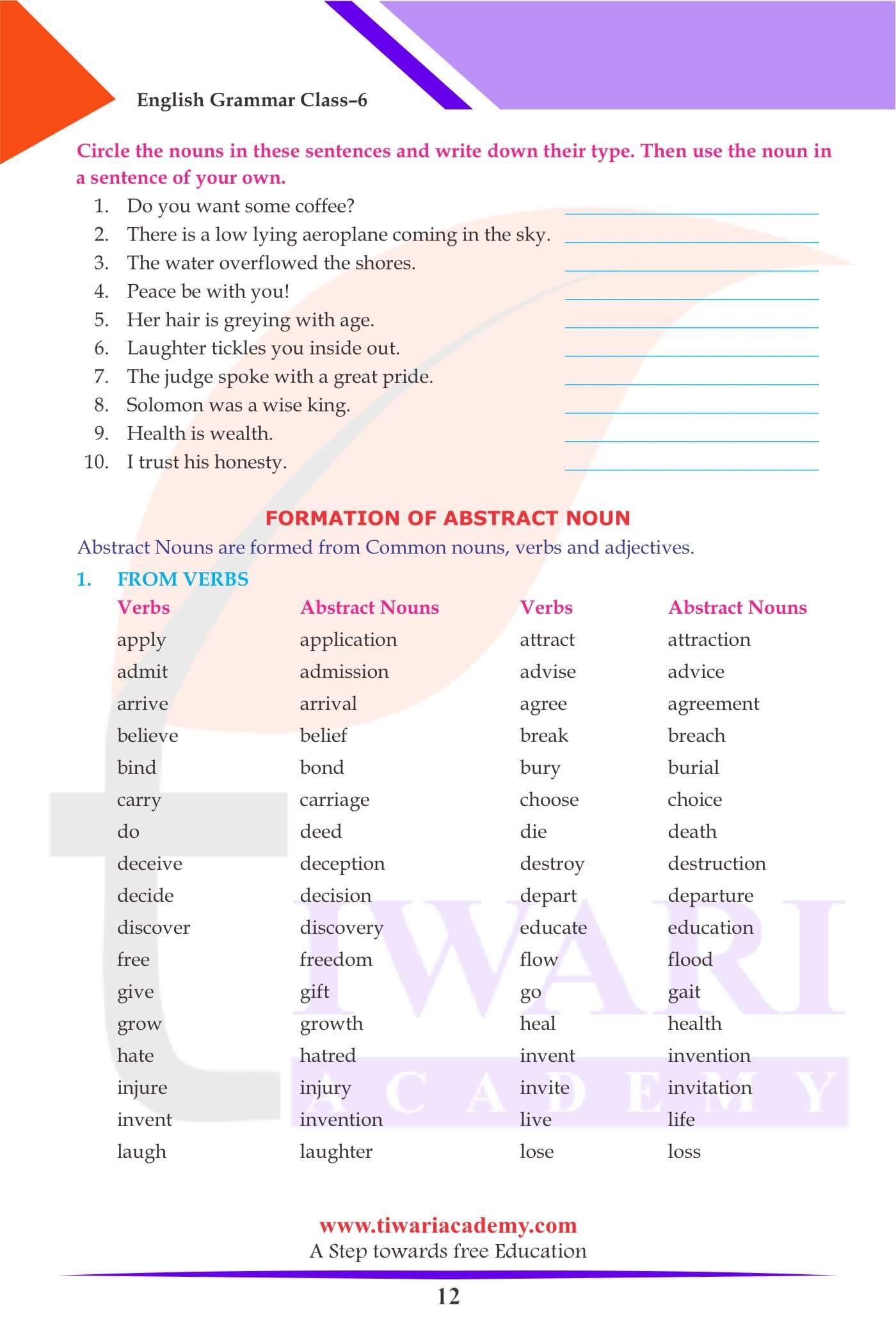 Class 6 Grammar Chapter 3 Nouns