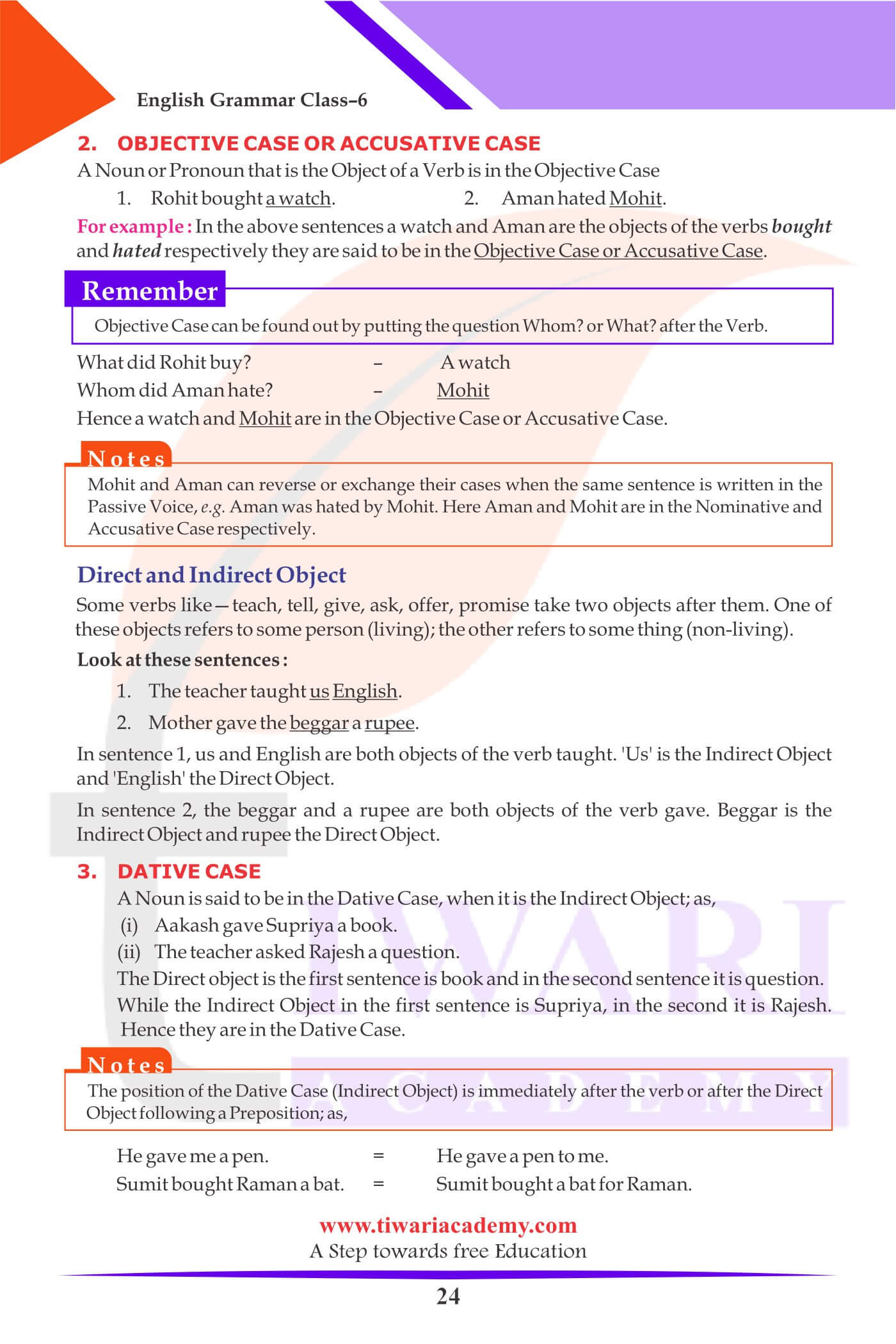 Class 6 English Grammar The Noun Case