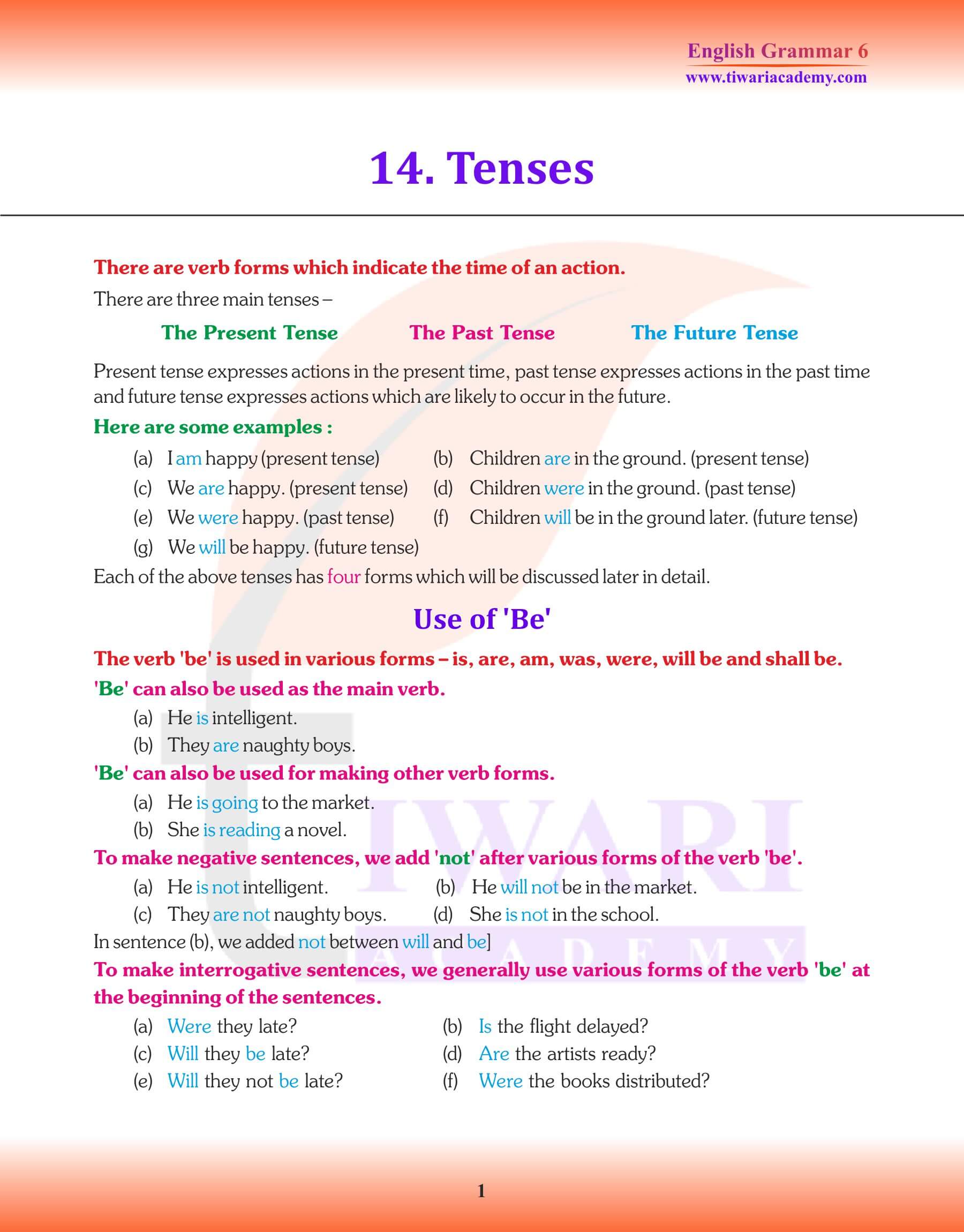 Class 6 English Grammar Simple Present Tenses