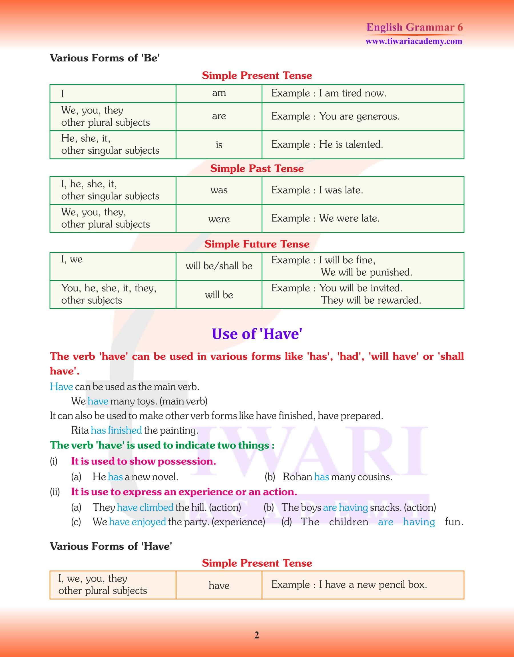 Class 6 English Grammar Simple Past Tenses