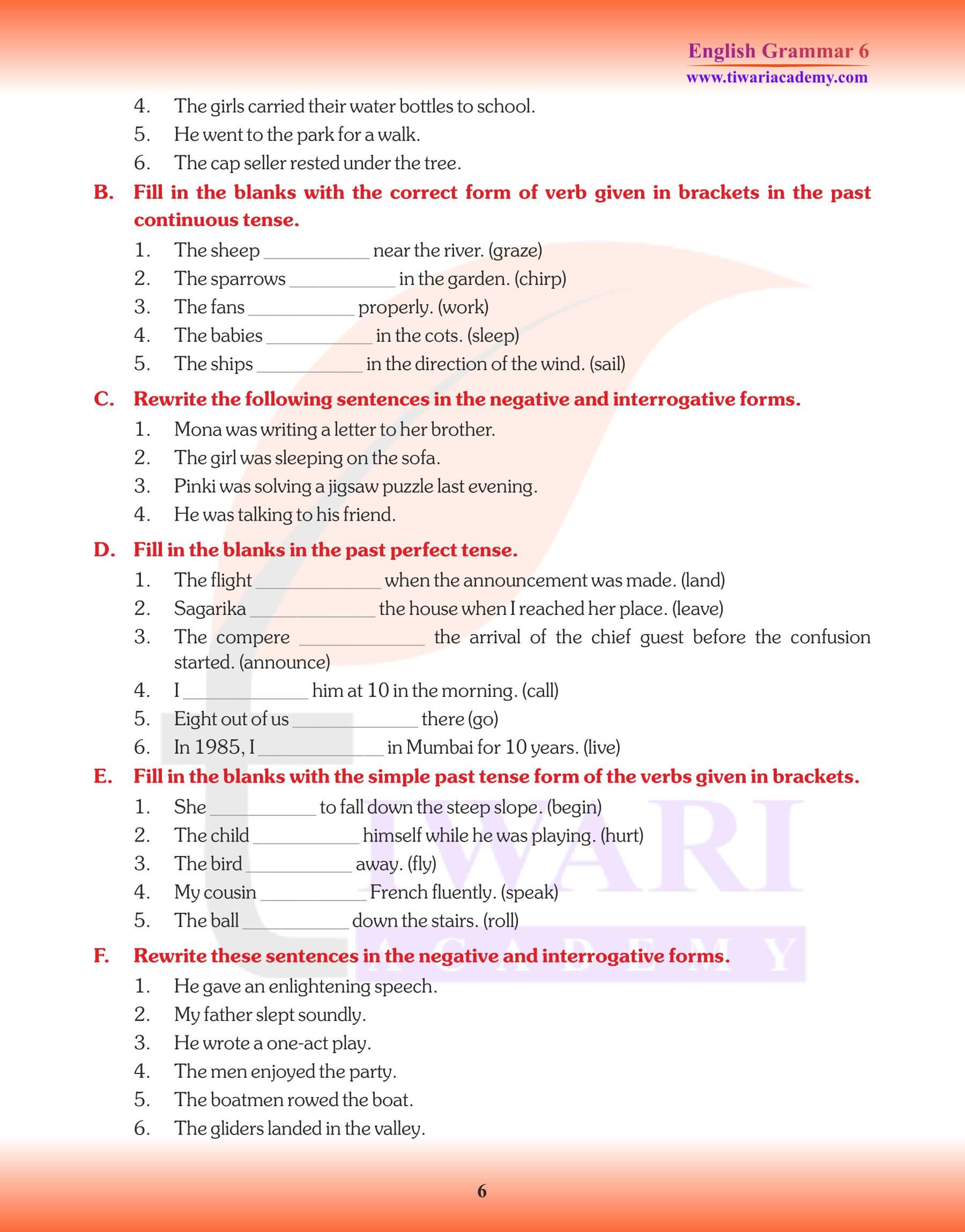 Class 6 Grammar Perfect Tense Study material