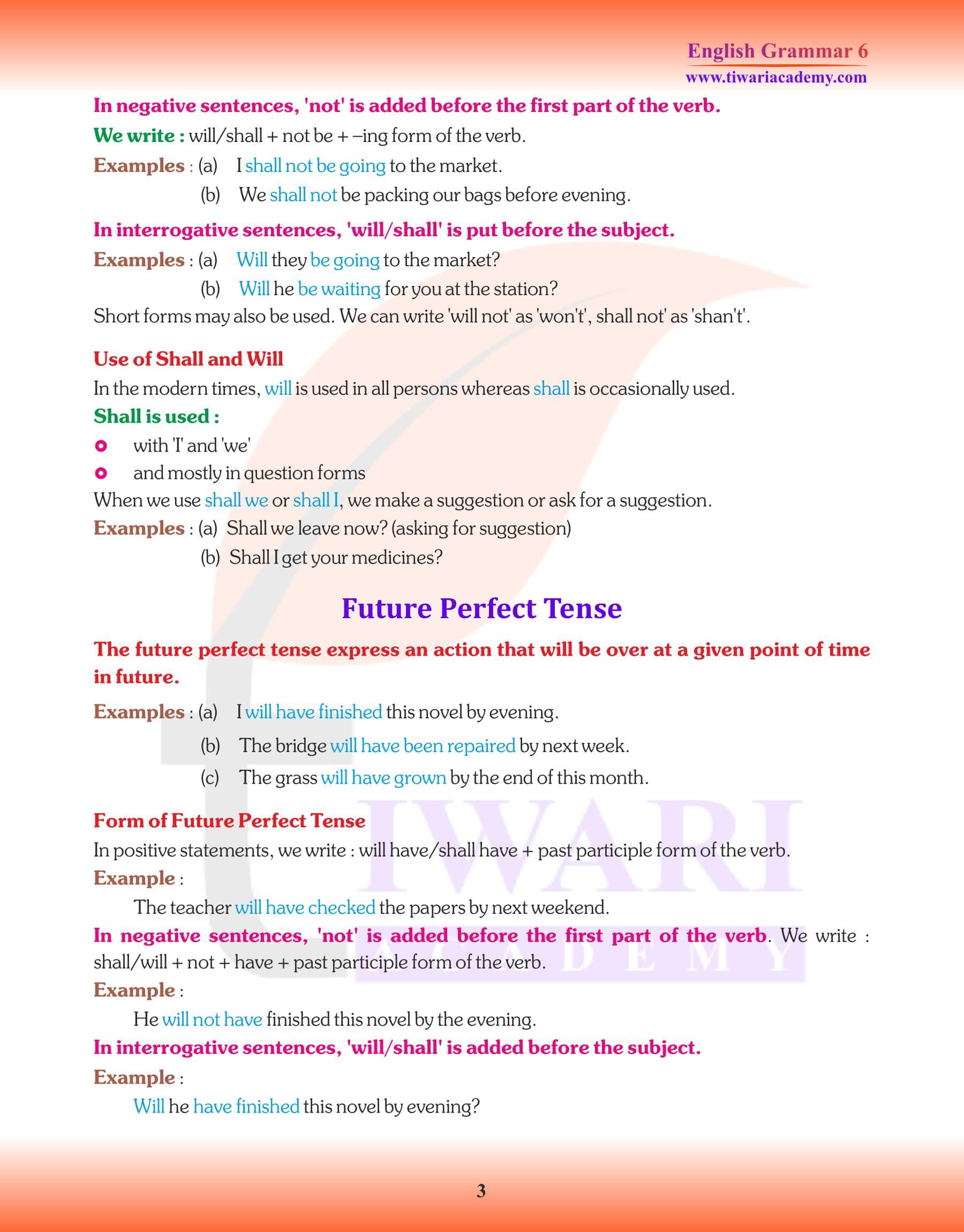 Class 6 Grammar Perfect Continuous Tense Revision