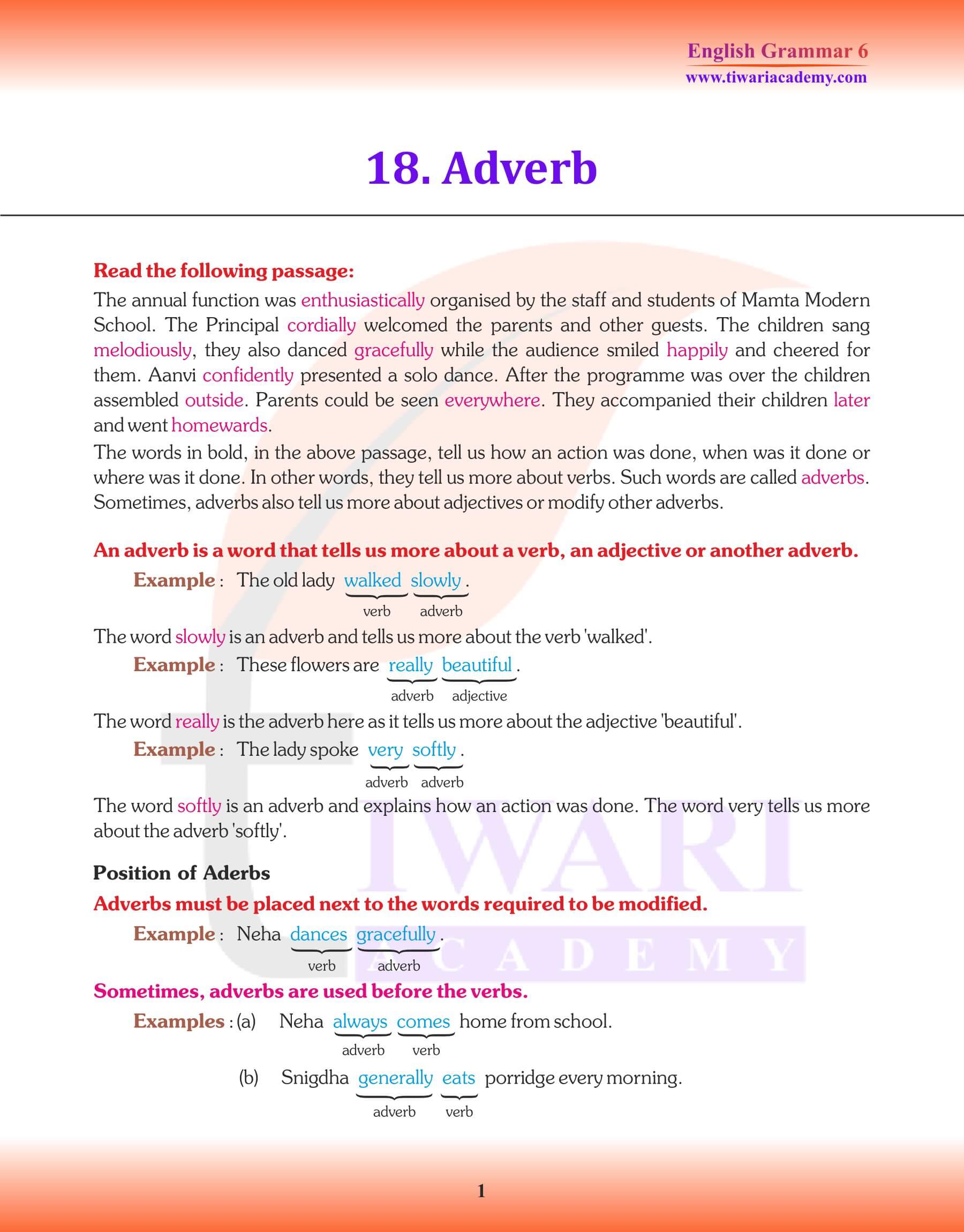 Class 6 English Grammar Adverb