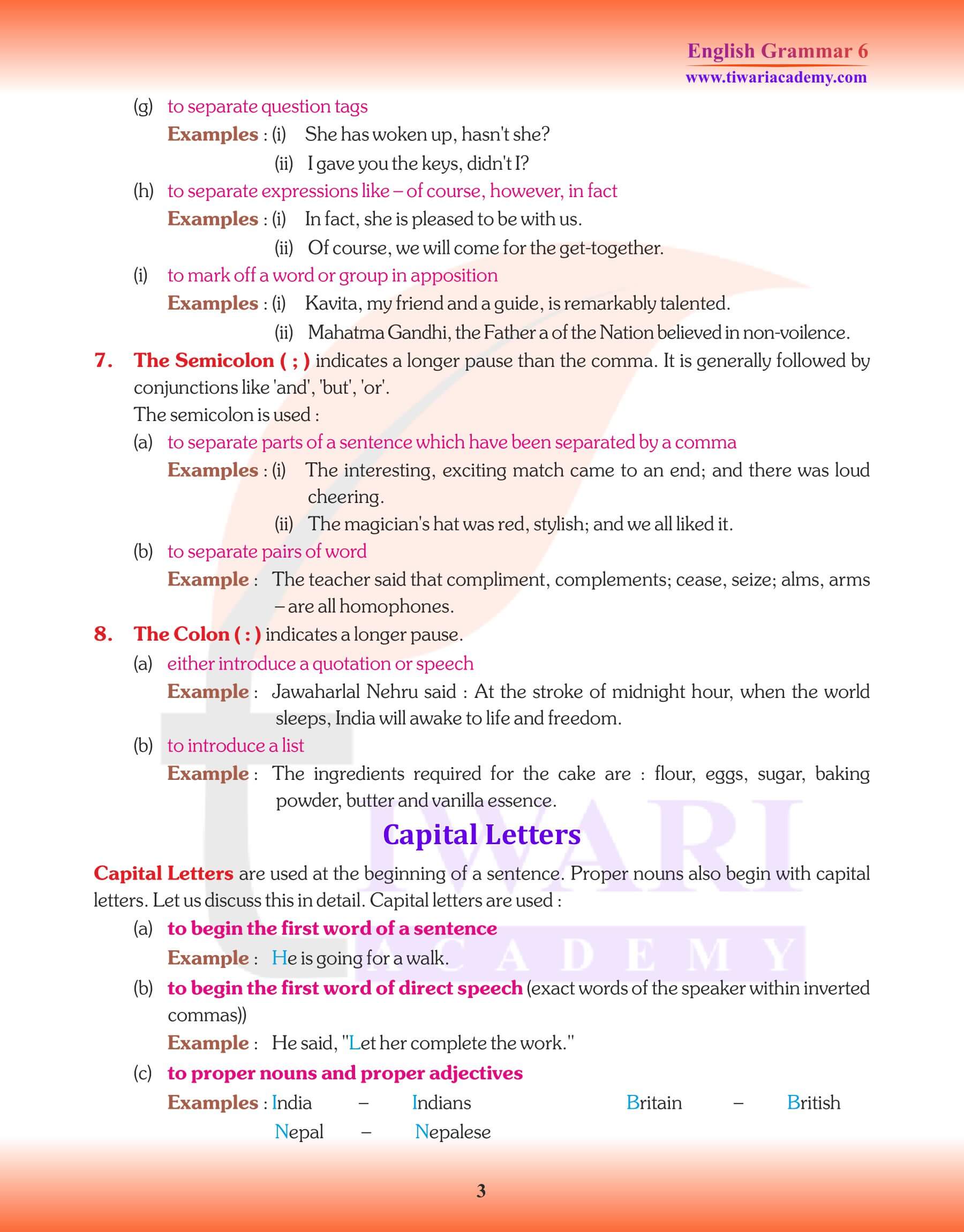 Class 6 English Grammar Punctuation Practice