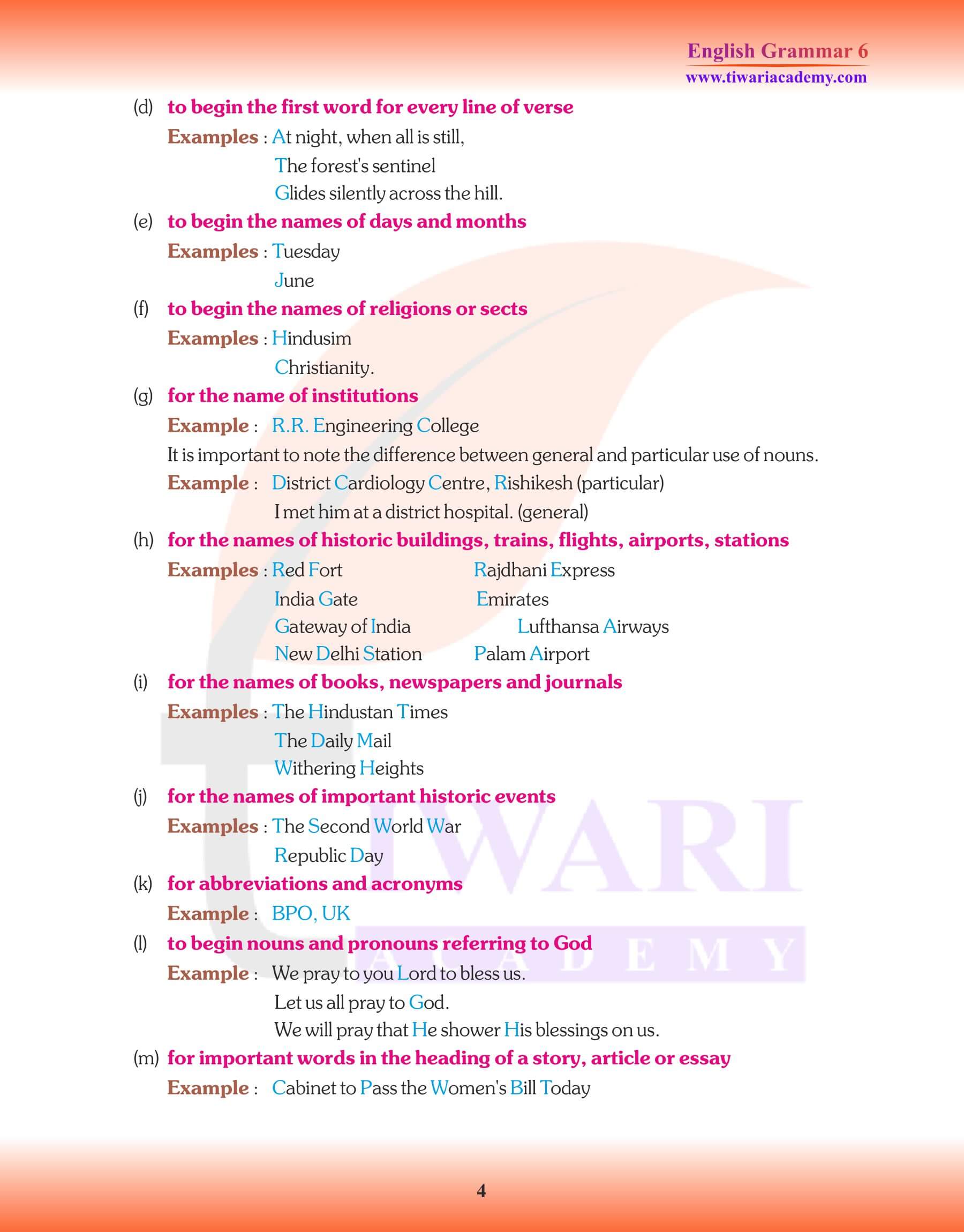 Class 6 English Grammar Punctuation Assignments