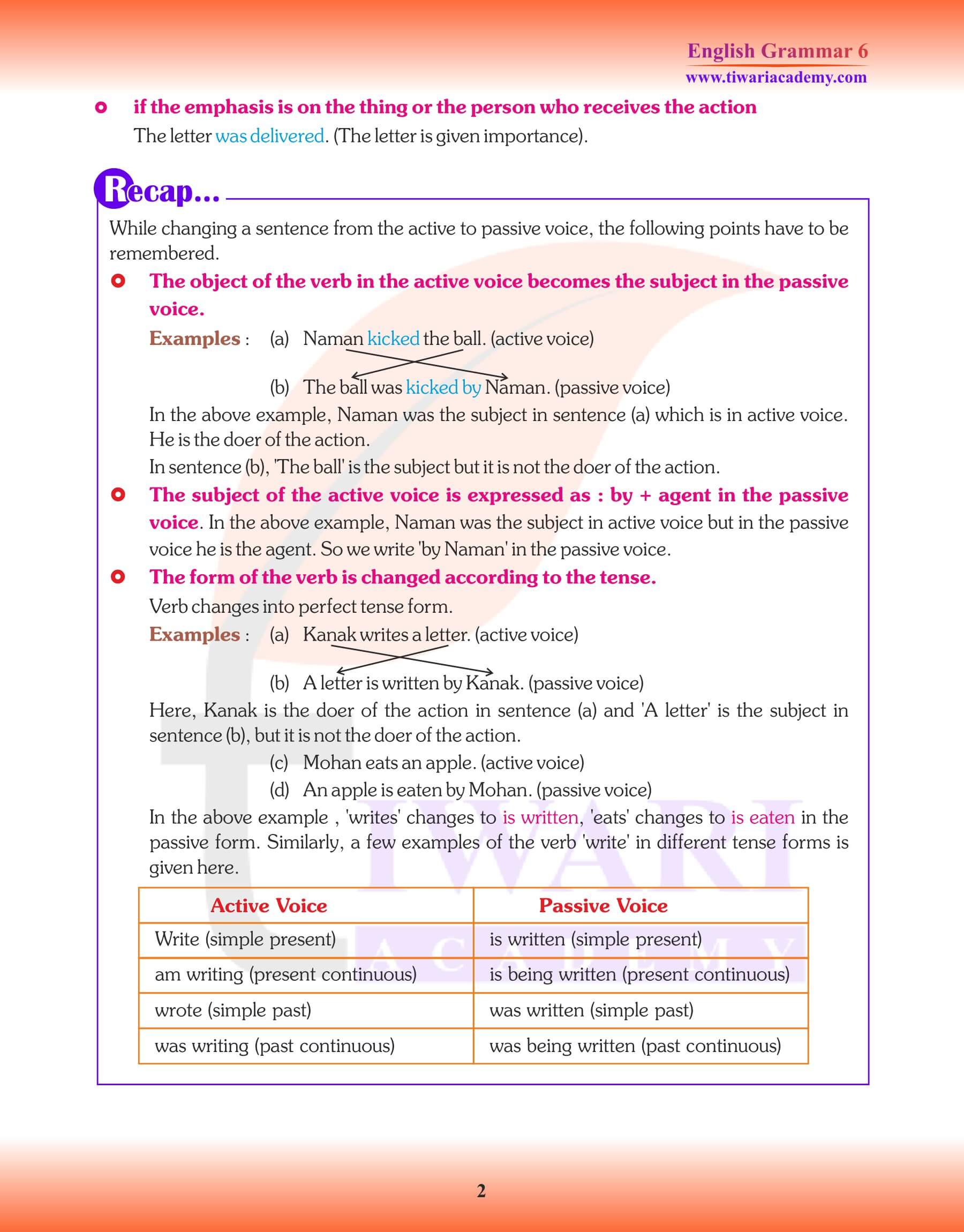 Class 6 Grammar Active and Passive Voice Study Material