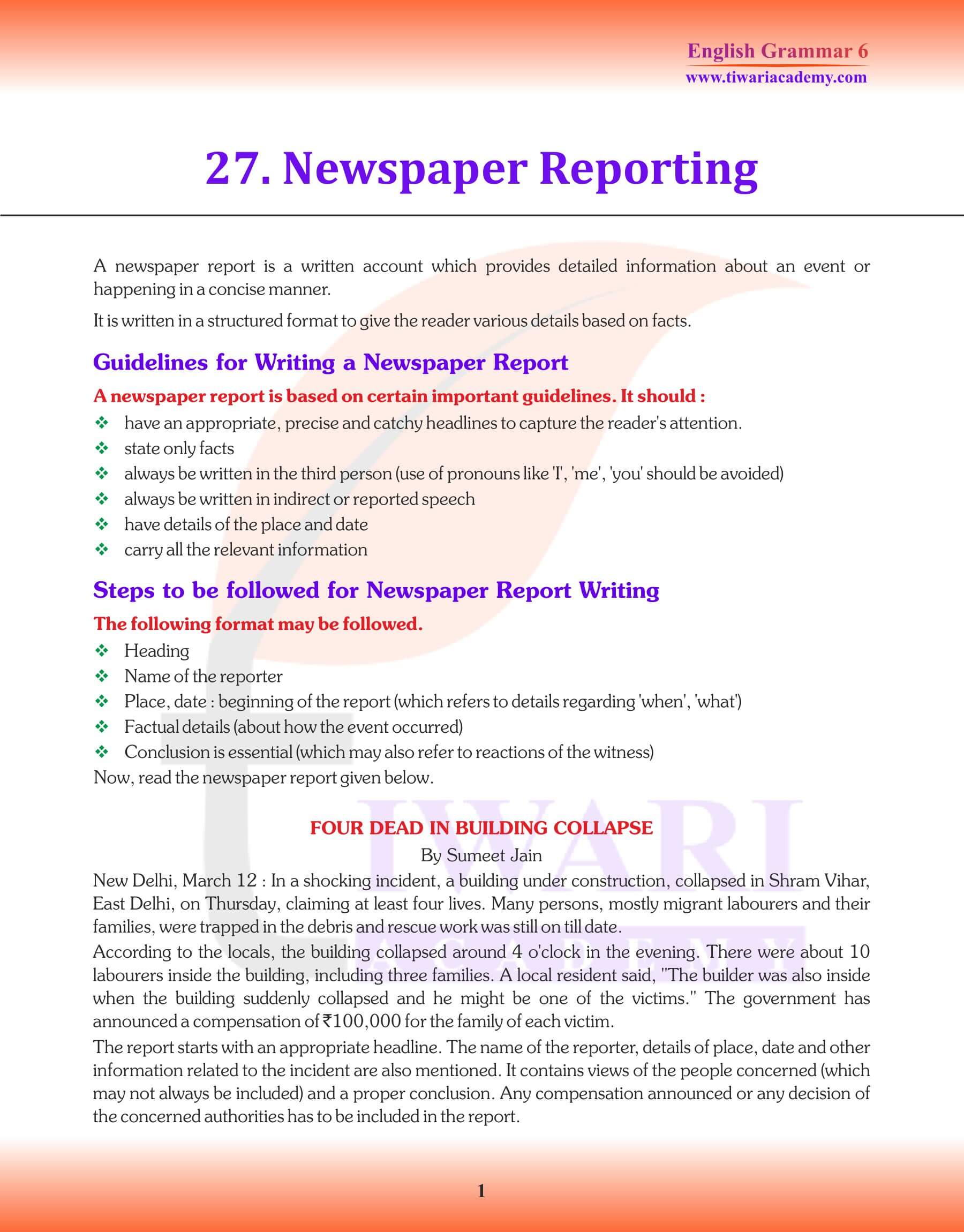 NEWS paper reporting