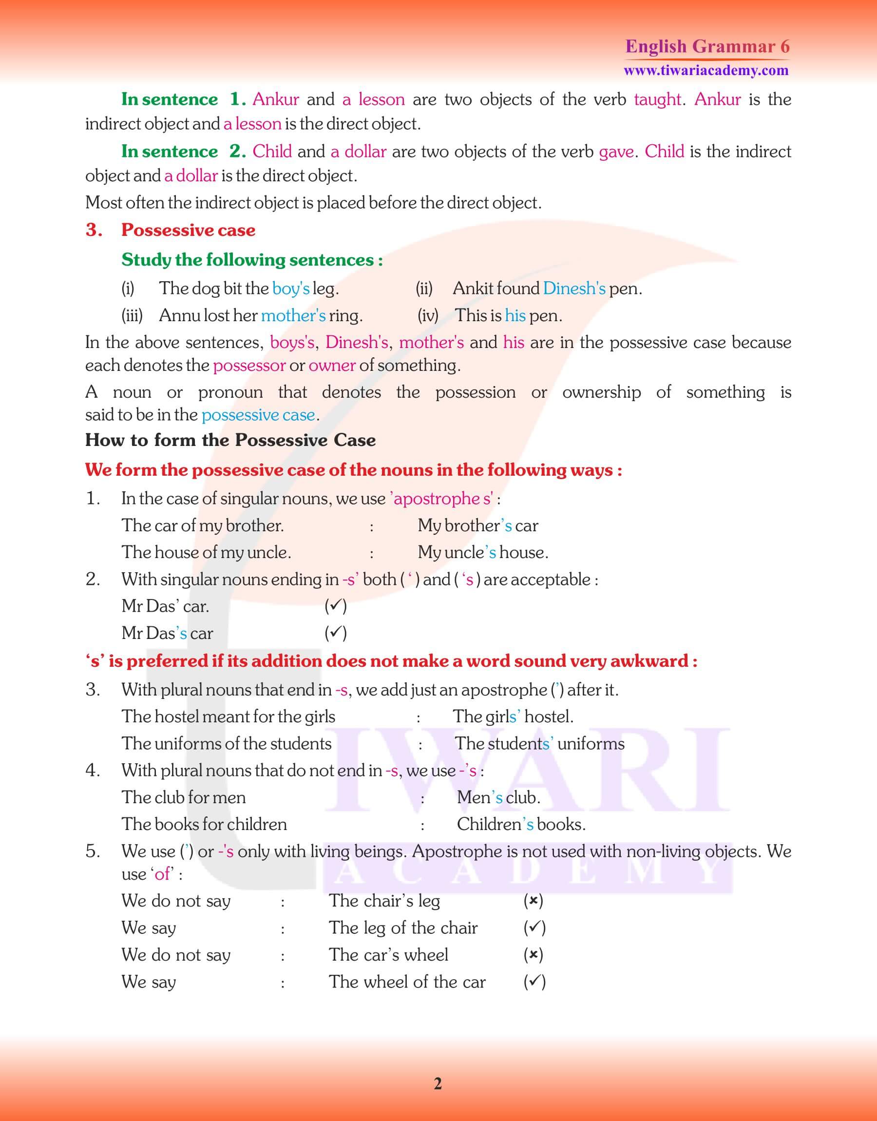 Class 6 English Grammar Chapter 6 Assignments