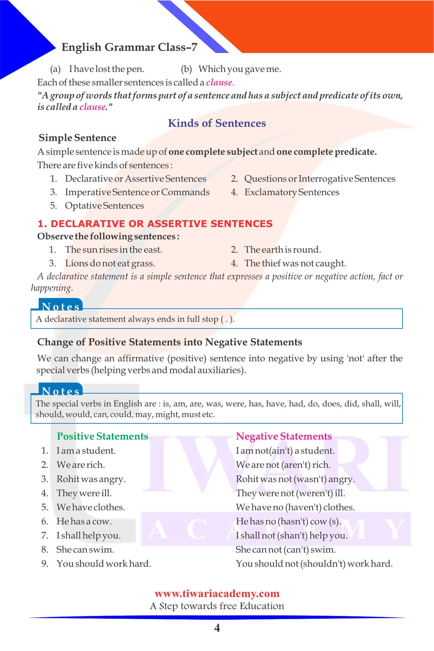 Class 7 English Grammar Chapter 1