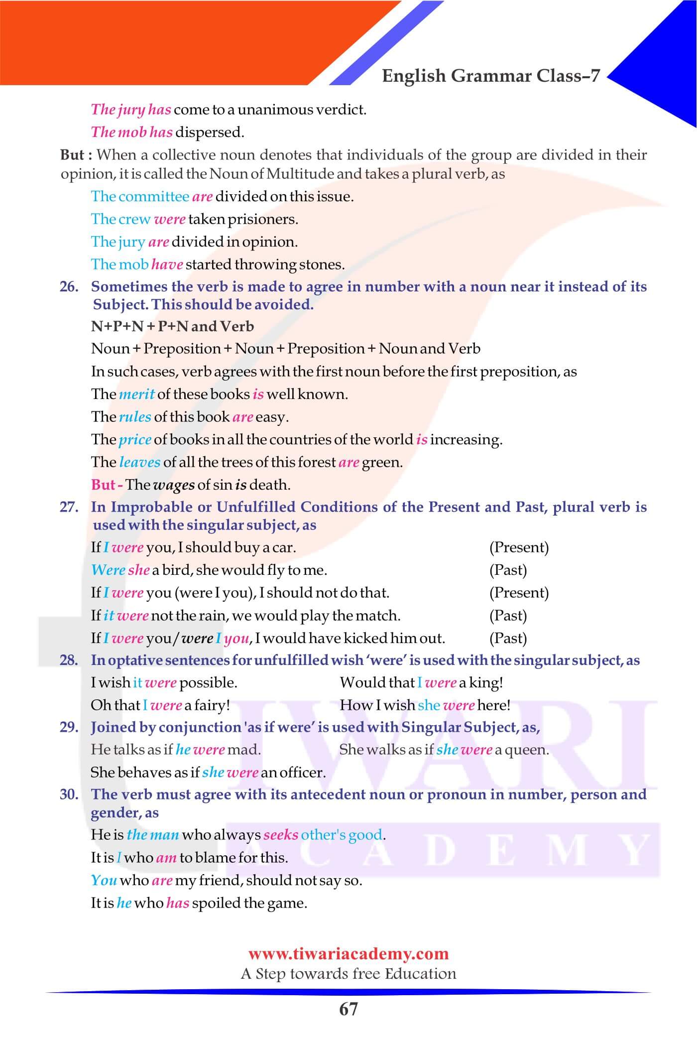 Class 7 English Grammar Chapter 10 Book