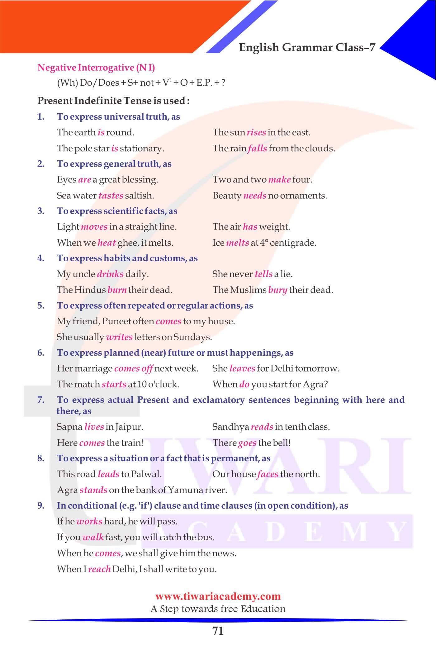 Class 7 English Grammar Past Tense