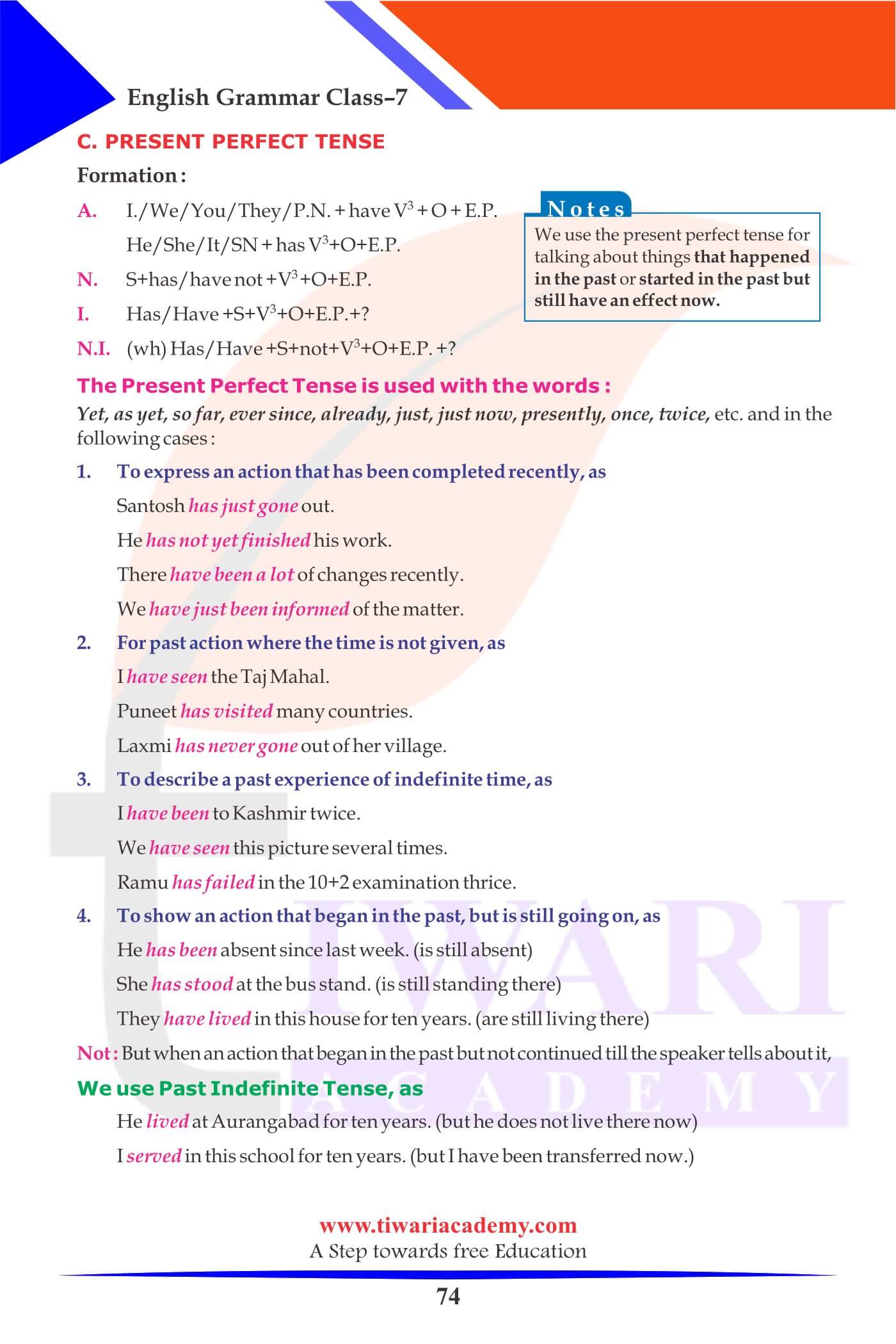 Class 7 English Grammar 11 Tenses