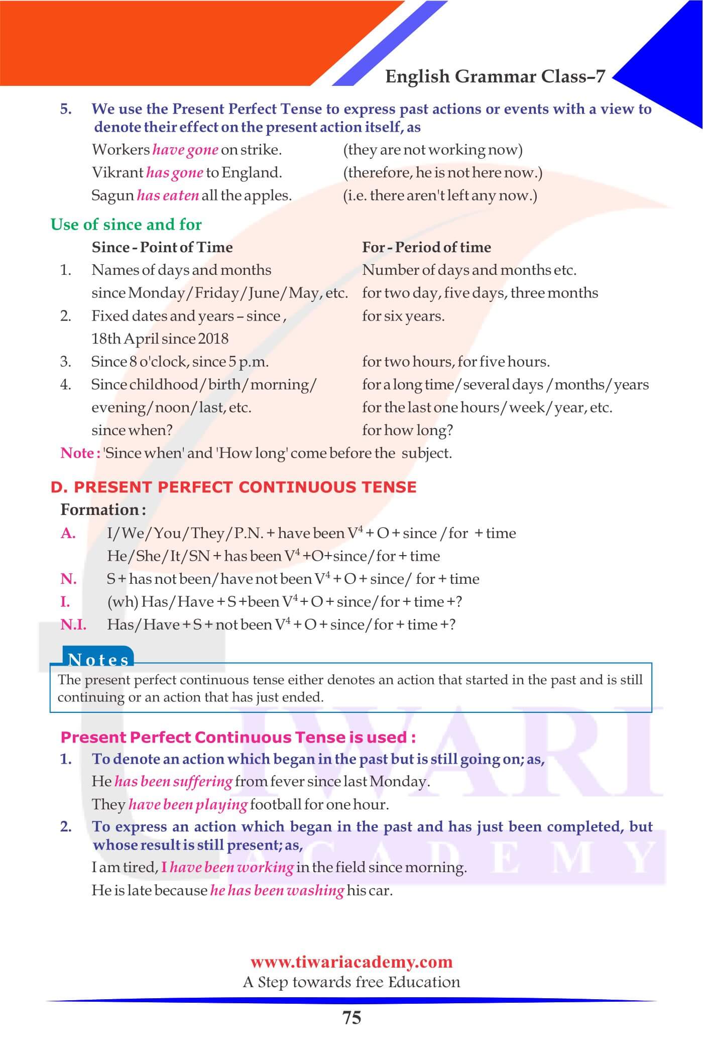 Class 7 English Grammar 11 Tense practice