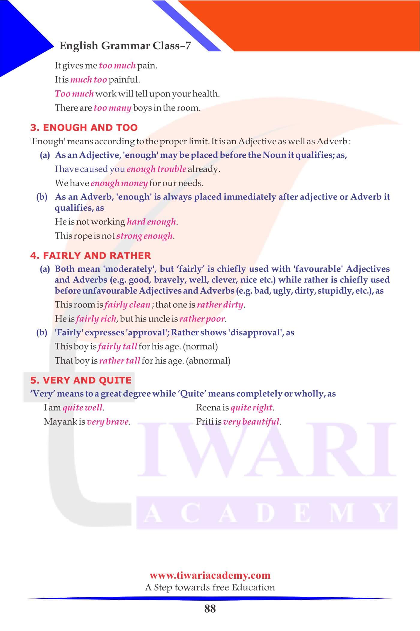 Class 7 English Grammar Chapter 13 Notes sheets