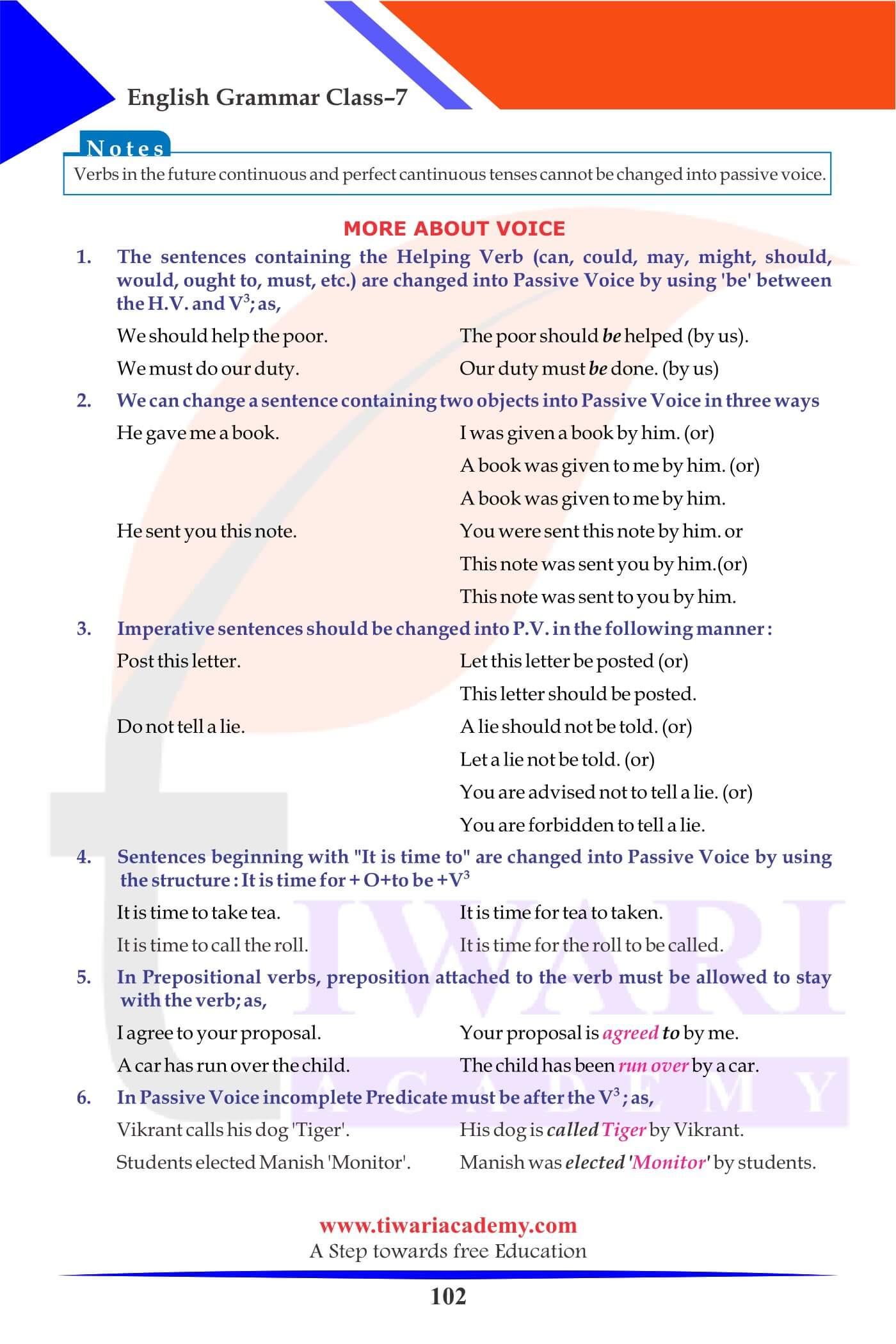 Class 7 English Grammar Chapter 16 Voice