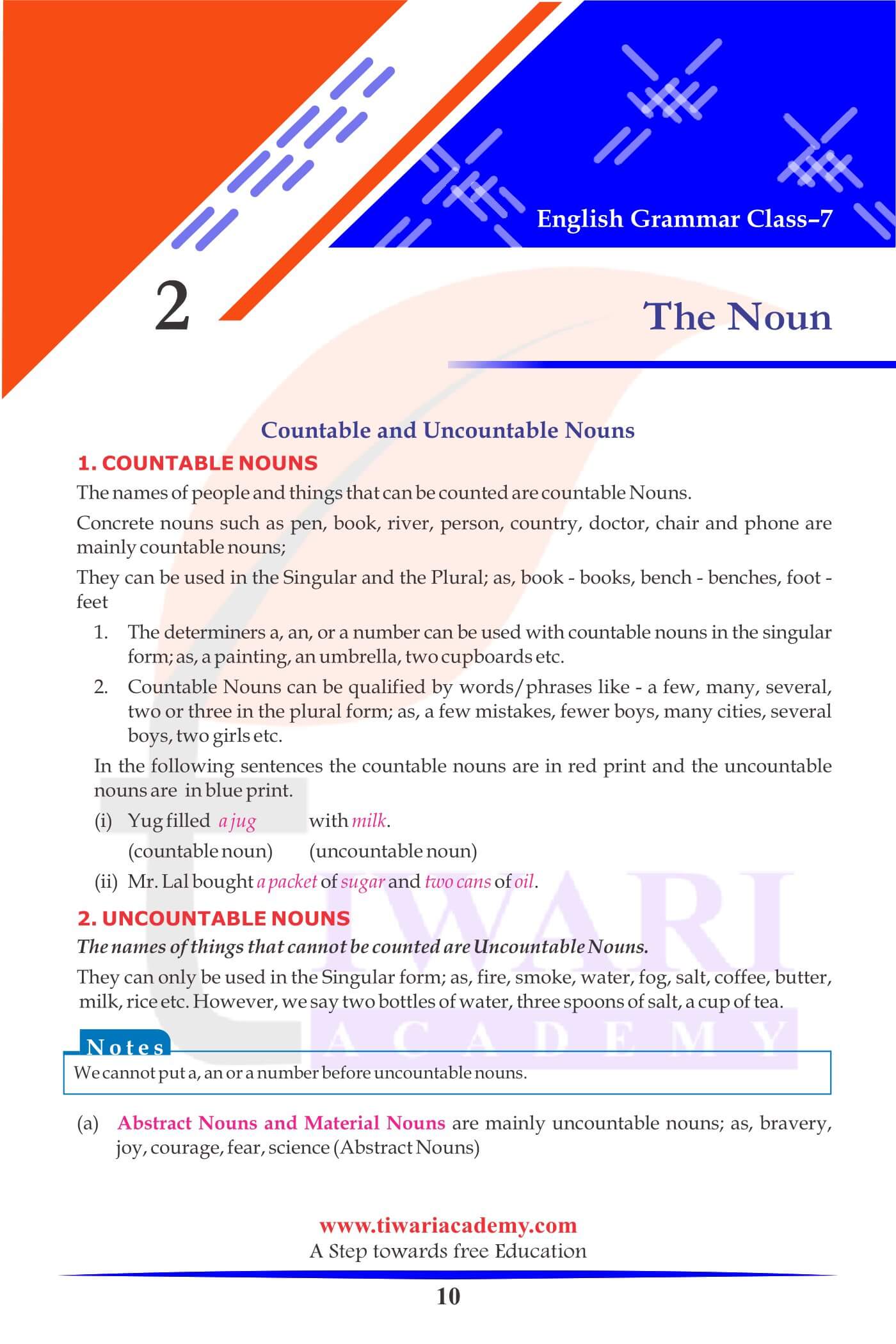 Class 7 English Grammar The Noun