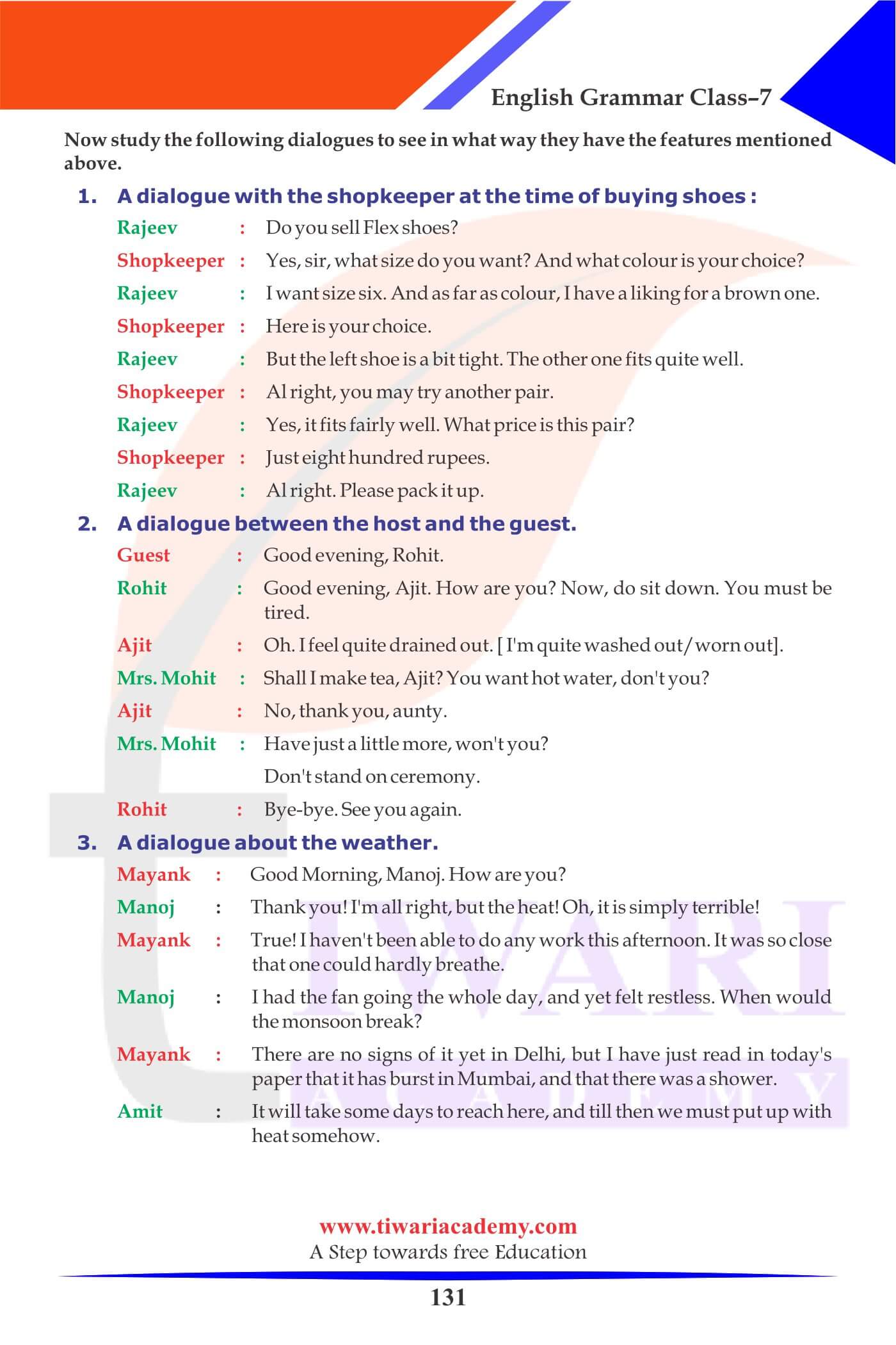 Class 7 Grammar Chapter 22 Dialogue Writing