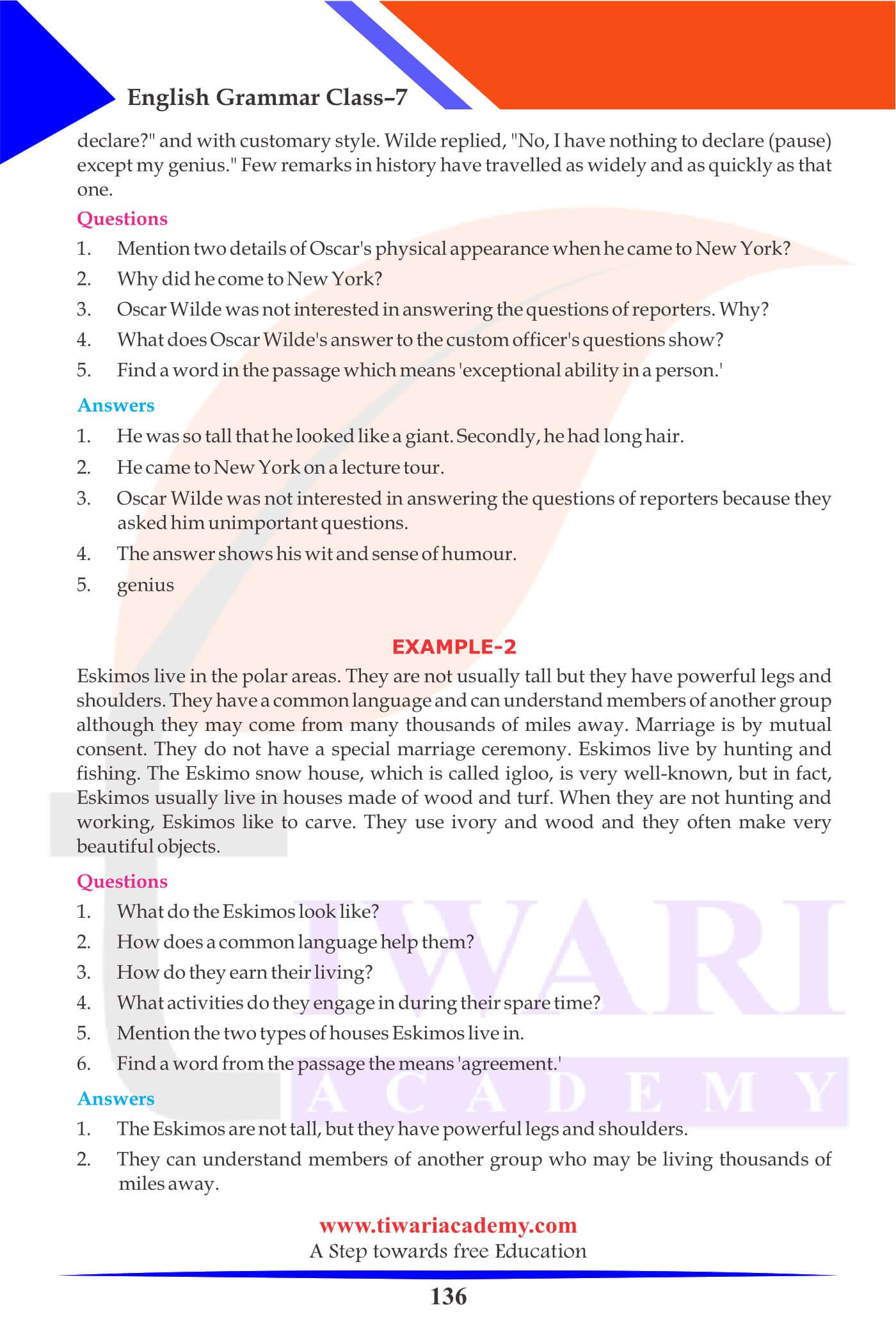 Class 7 English Grammar Comprehension