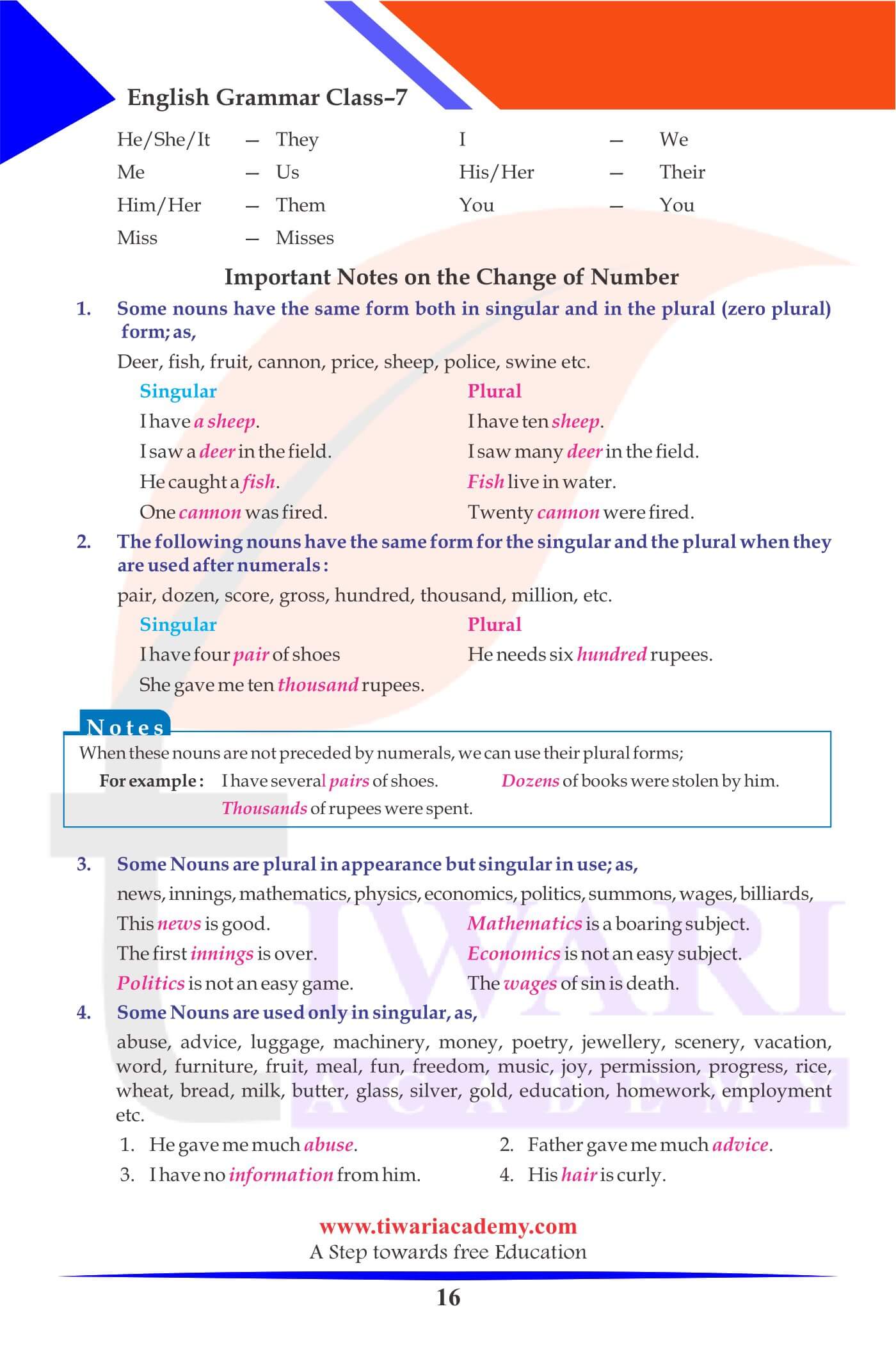 Class 7 Grammar Chapter 3 Questions