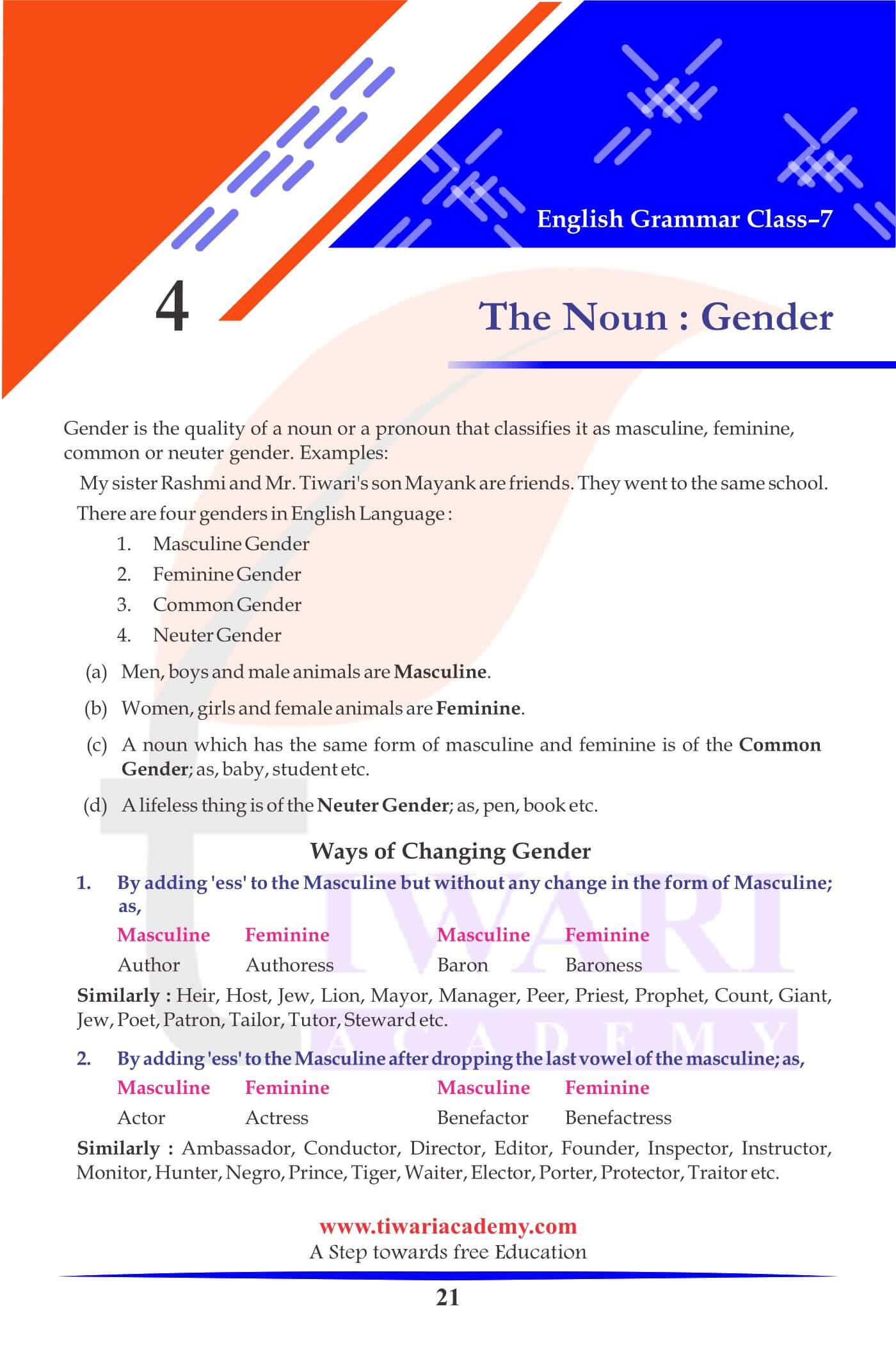 Class 7 English Grammar Chapter 4 for new session