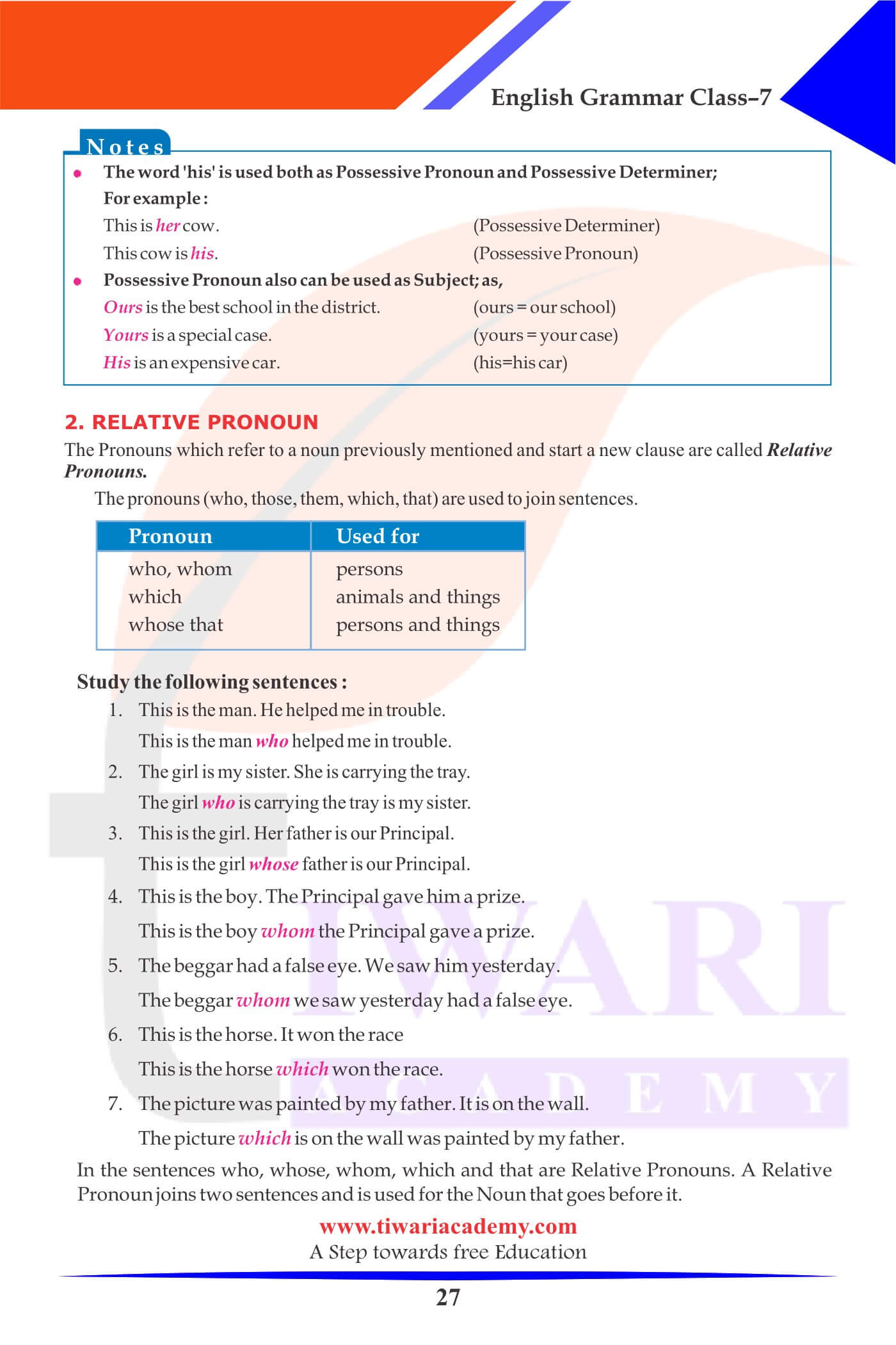 Class 7 Grammar Chapter 5 Question Answers