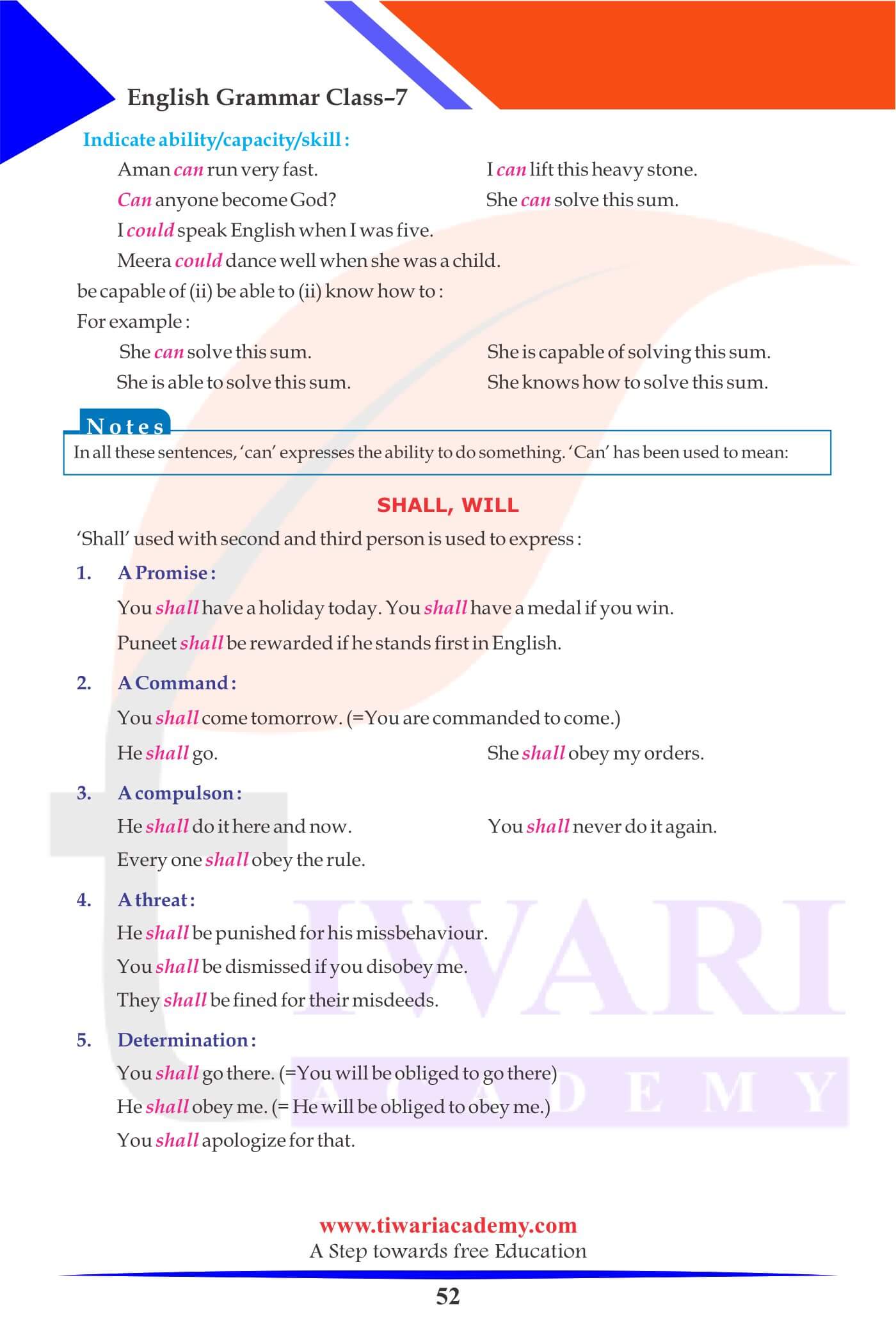 Class 7 English Grammar Chapter 8 Practice questions