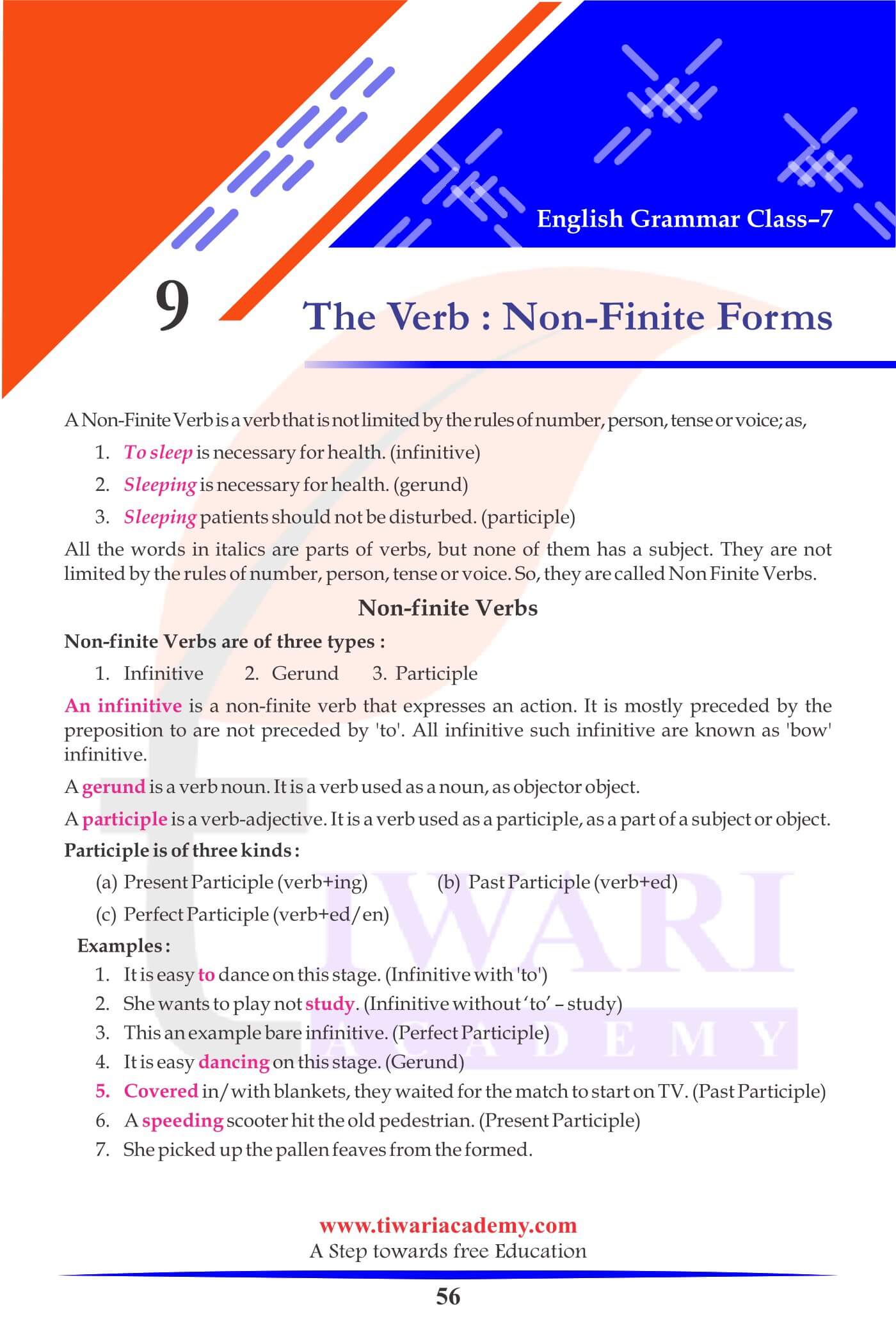 Class 7 English Grammar Chapter 9 Infinitive